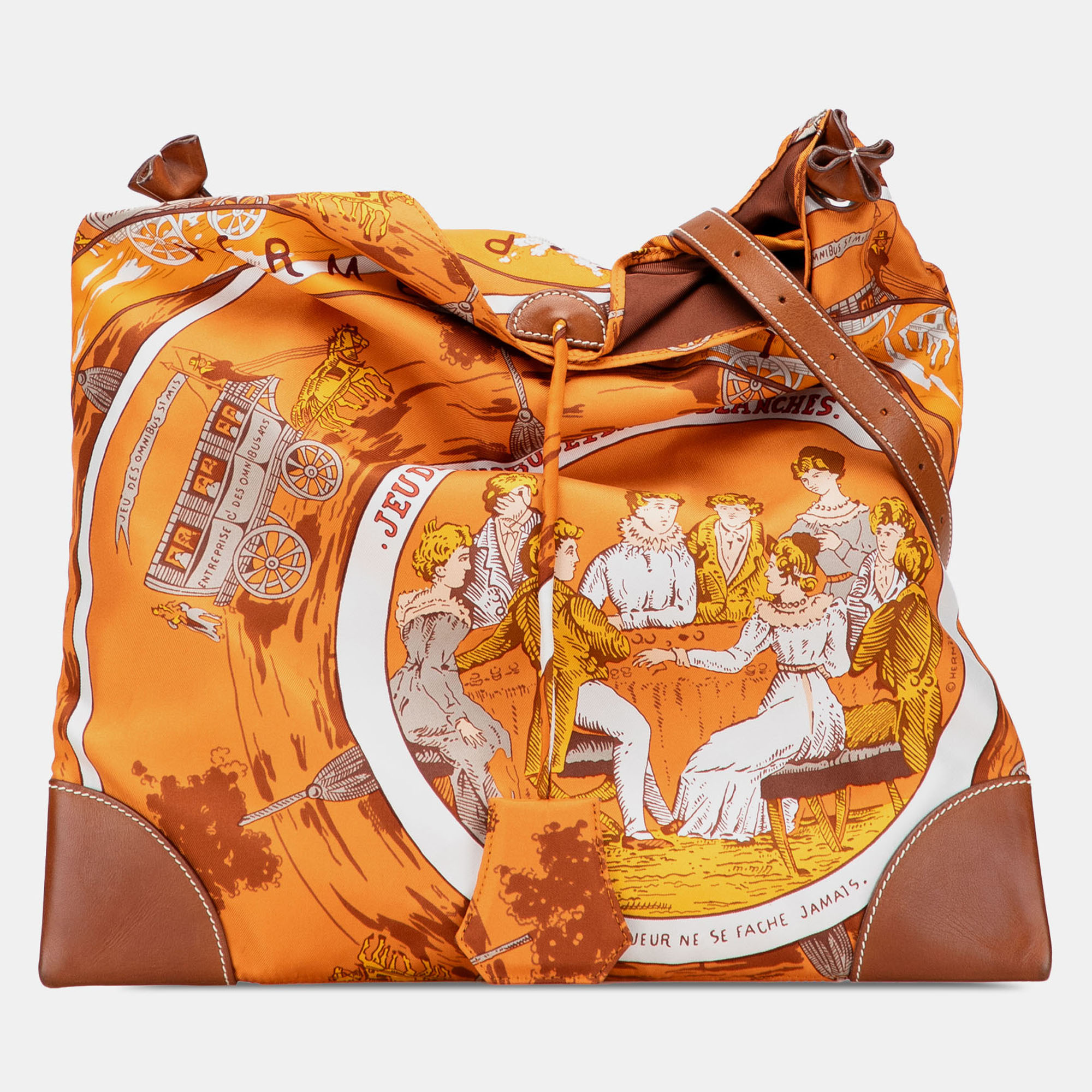 

Hermes Orange Jeu des Omnibus et Dames Blanches Silky Pop Crossbody