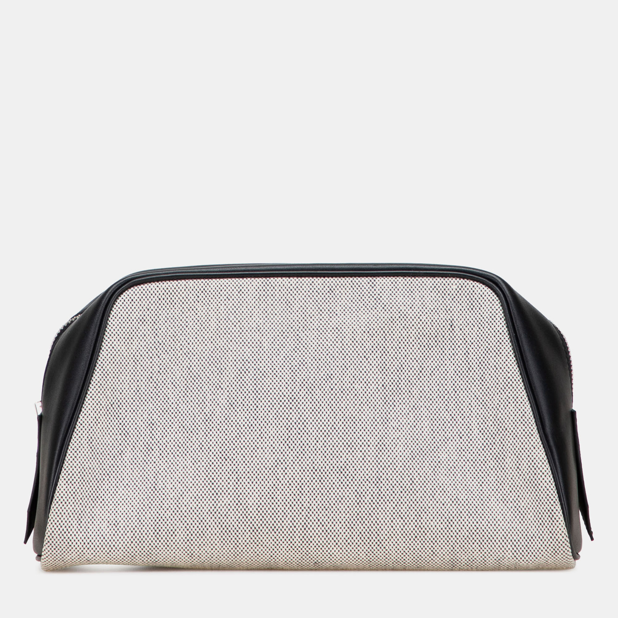 

Hermes Black Toile Cavour Pouch