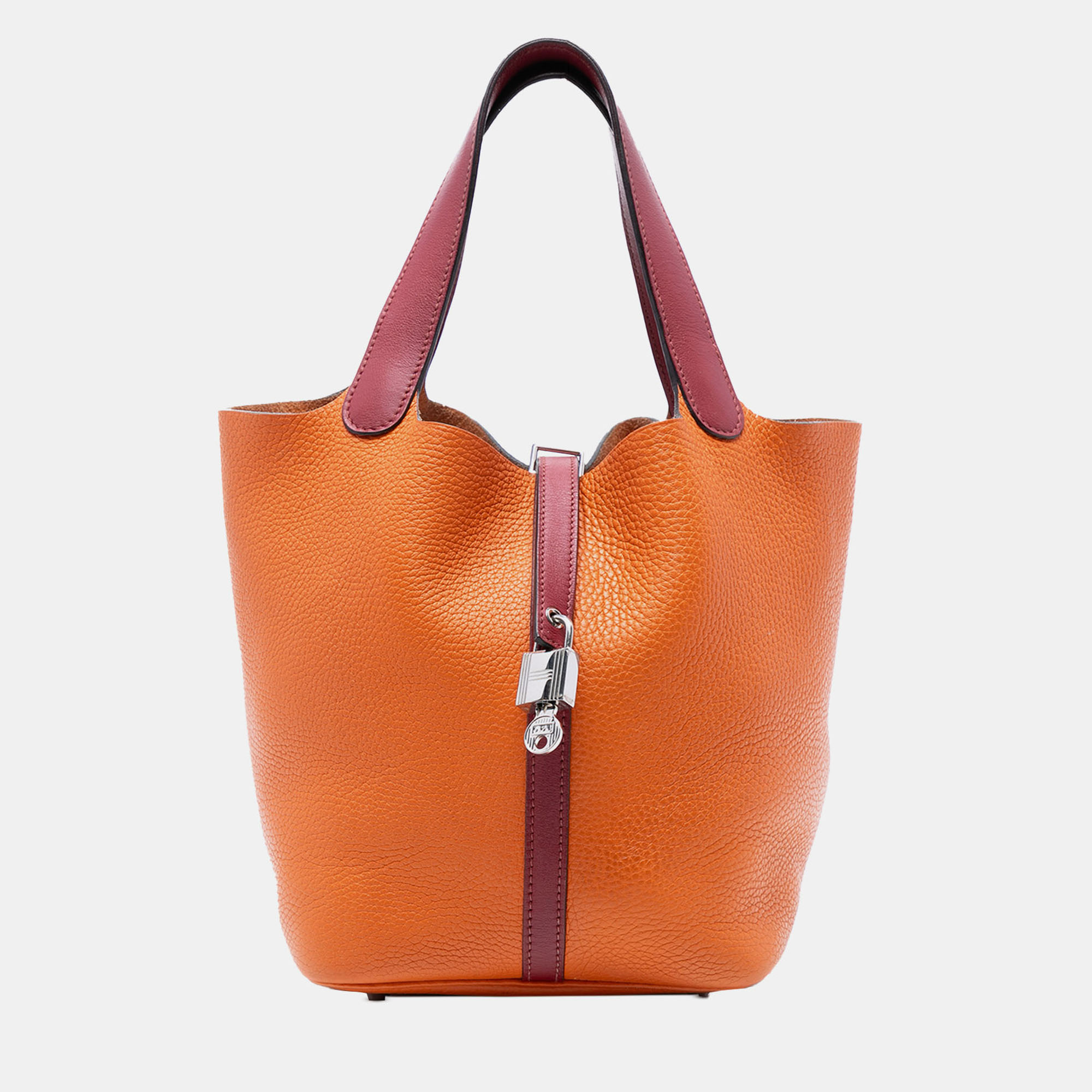 

Hermes Orange Red Bicolor Clemence and Swift Picotin Lock 22