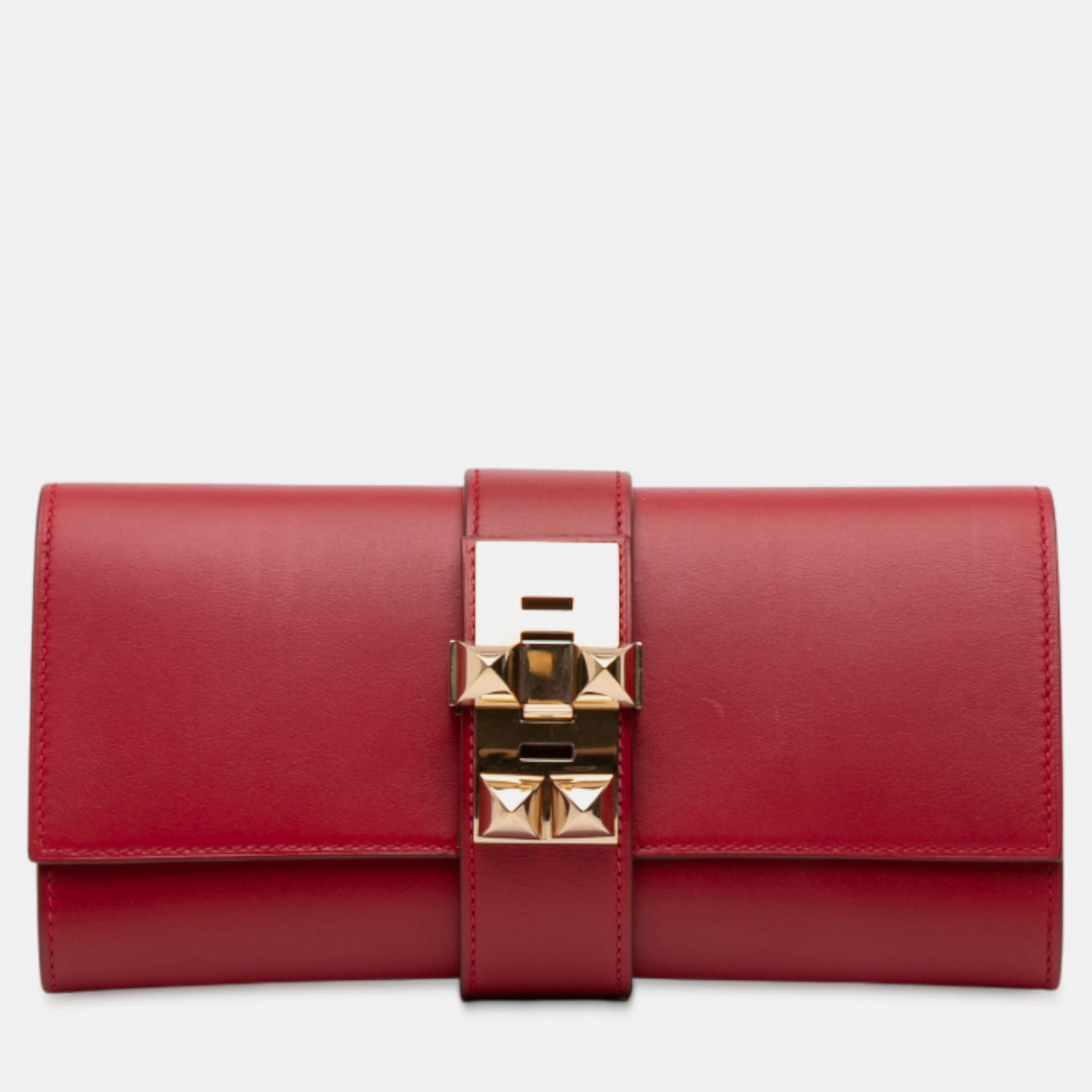 

Hermes Red Tadelakt Medor 23