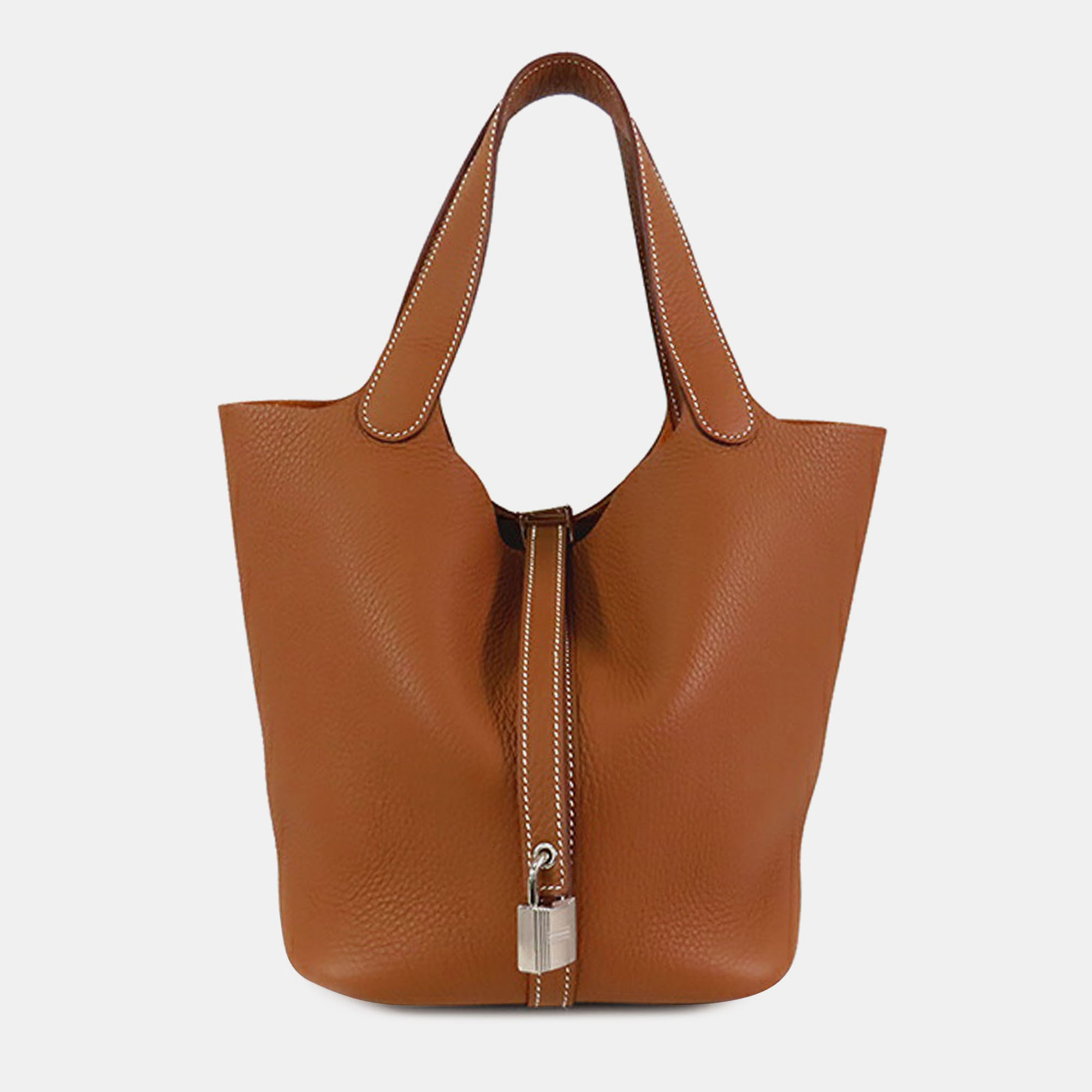 Pre-owned Hermes Brown Clemence Picotin Lock 22