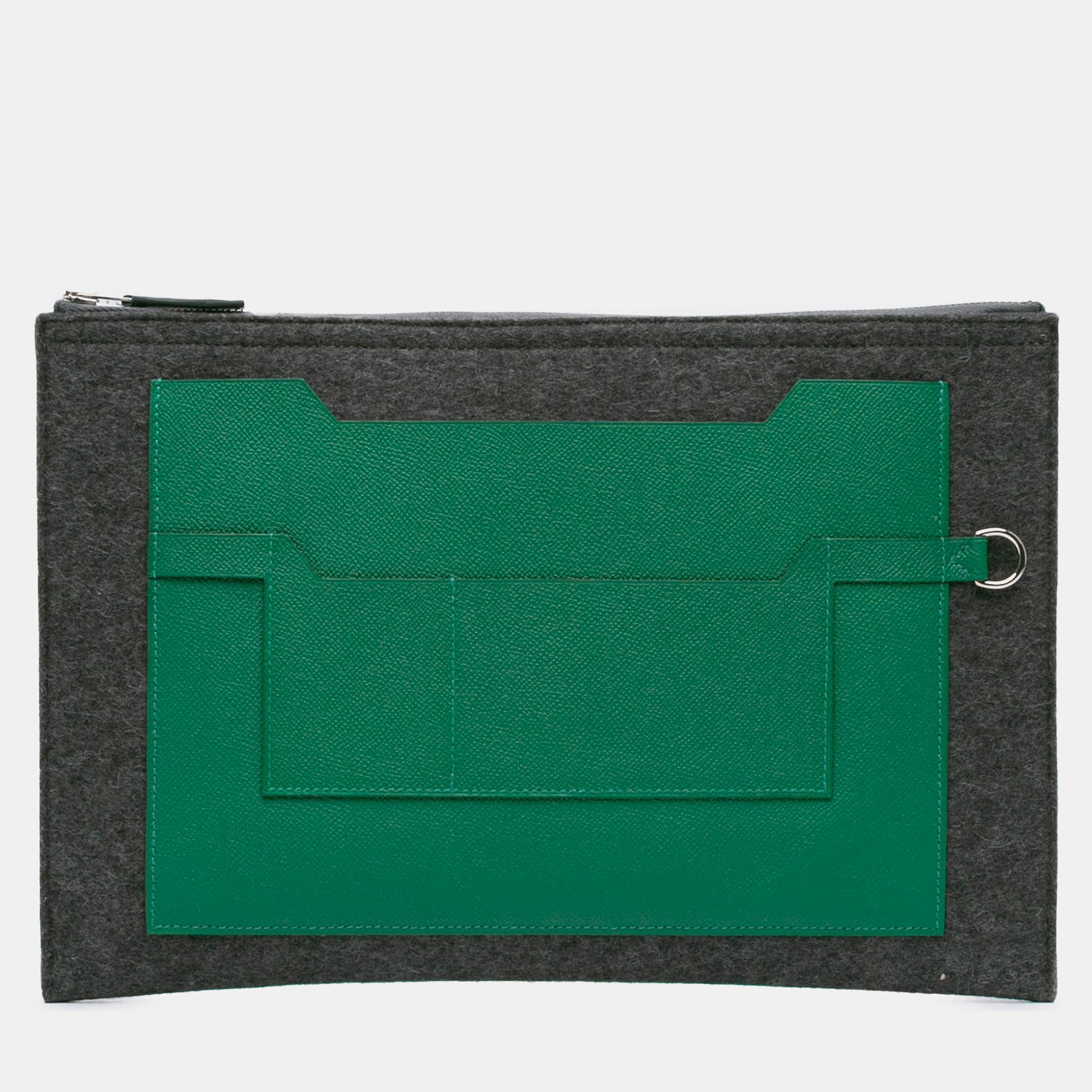 

Hermes Green Grey Epsom and Felt Toodoo 37