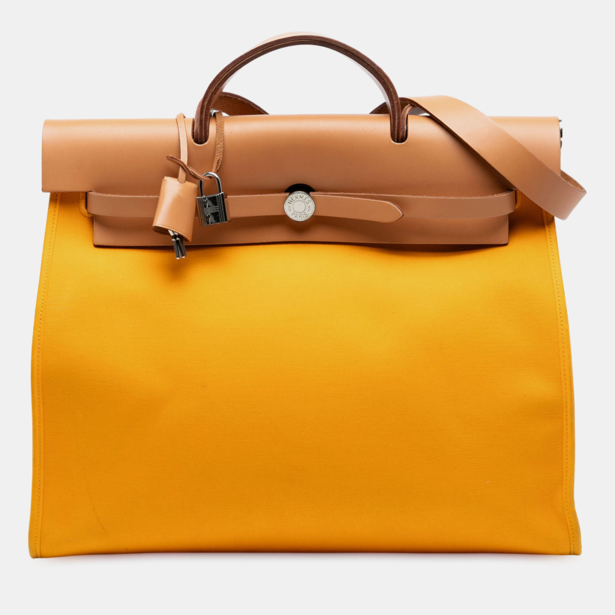 

Hermes Brown Yellow Toile Herbag Zip 39