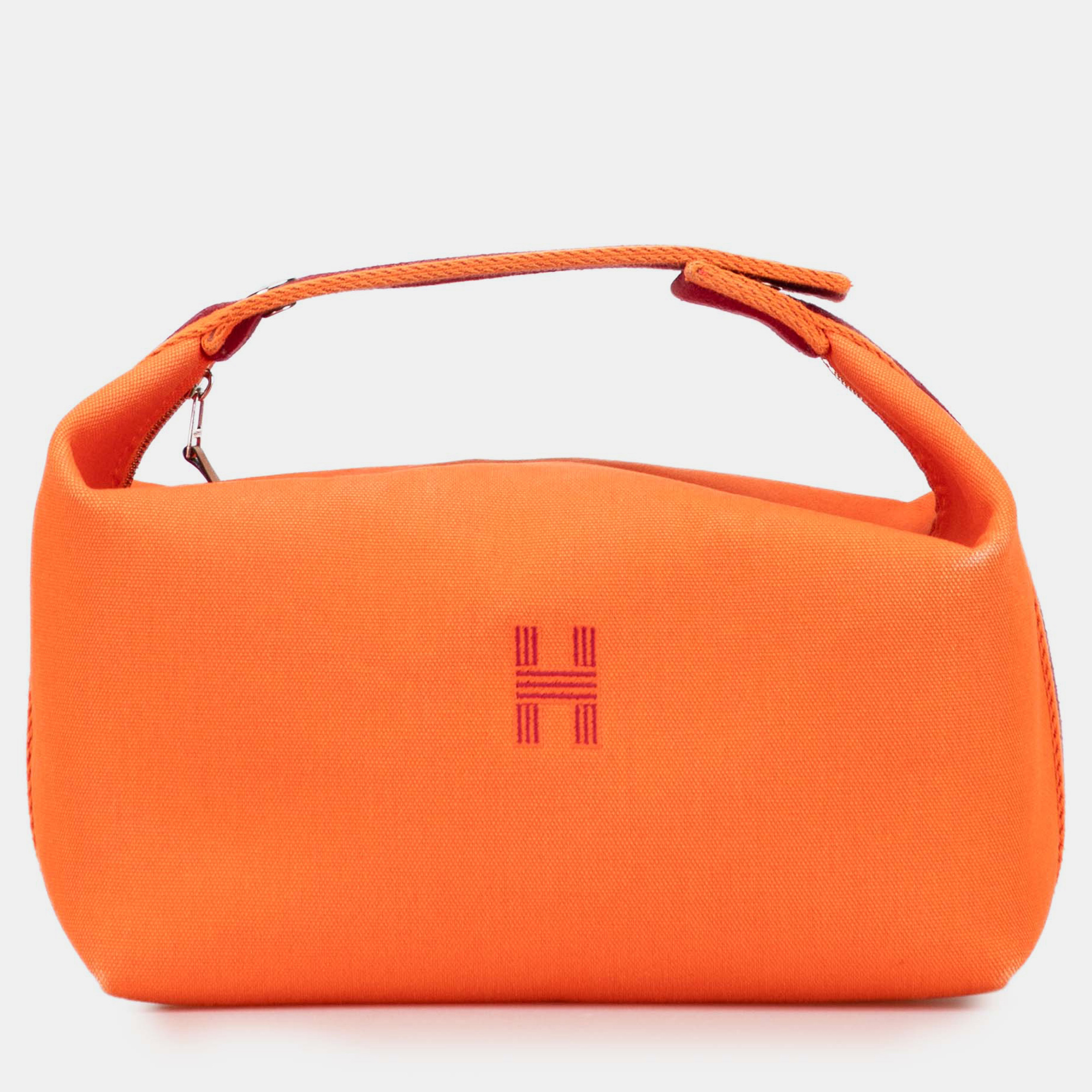 

Hermes Orange Red Large Toile Bride A Brac