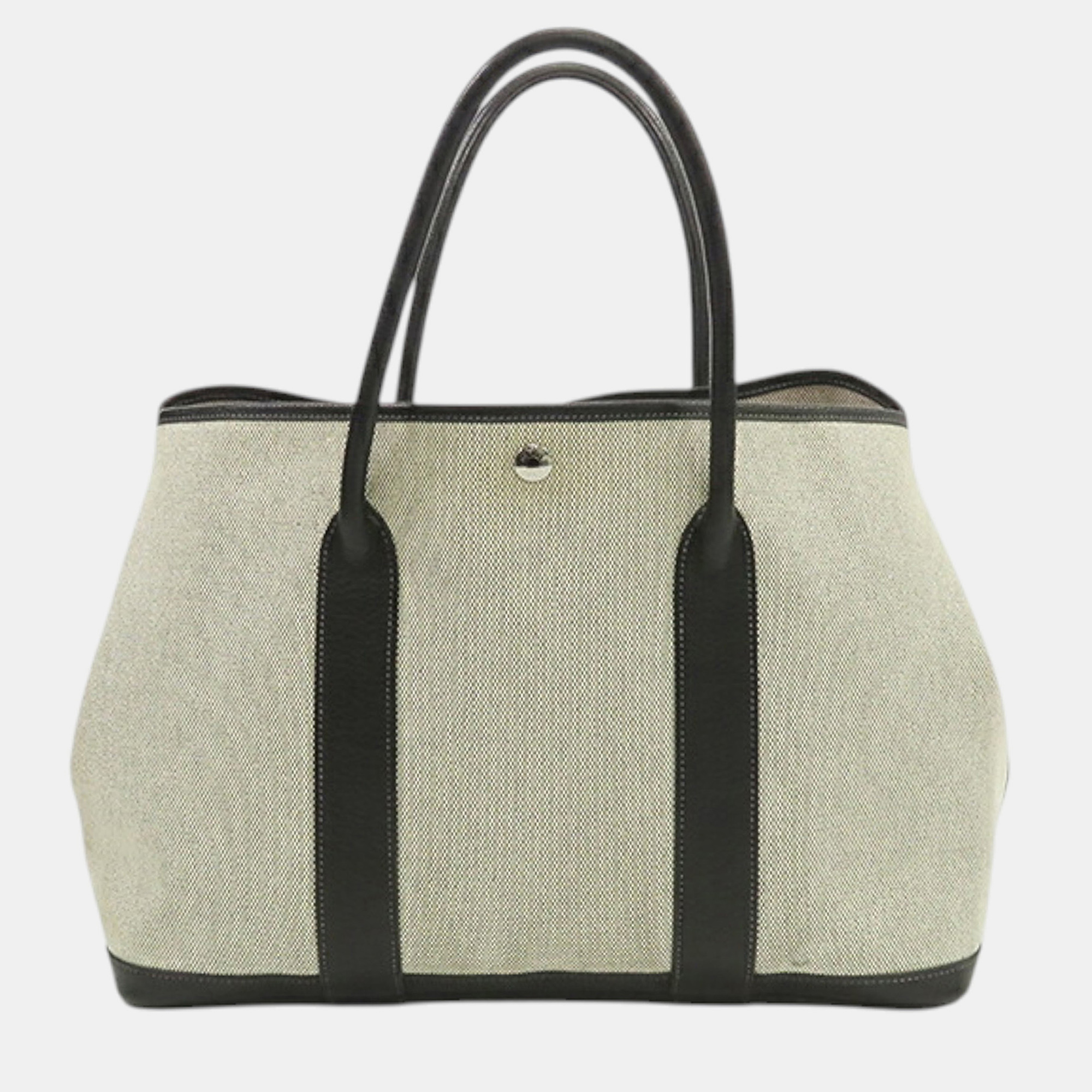 

Hermes Black Brown Toile and Buffle Skipper Garden Party 36