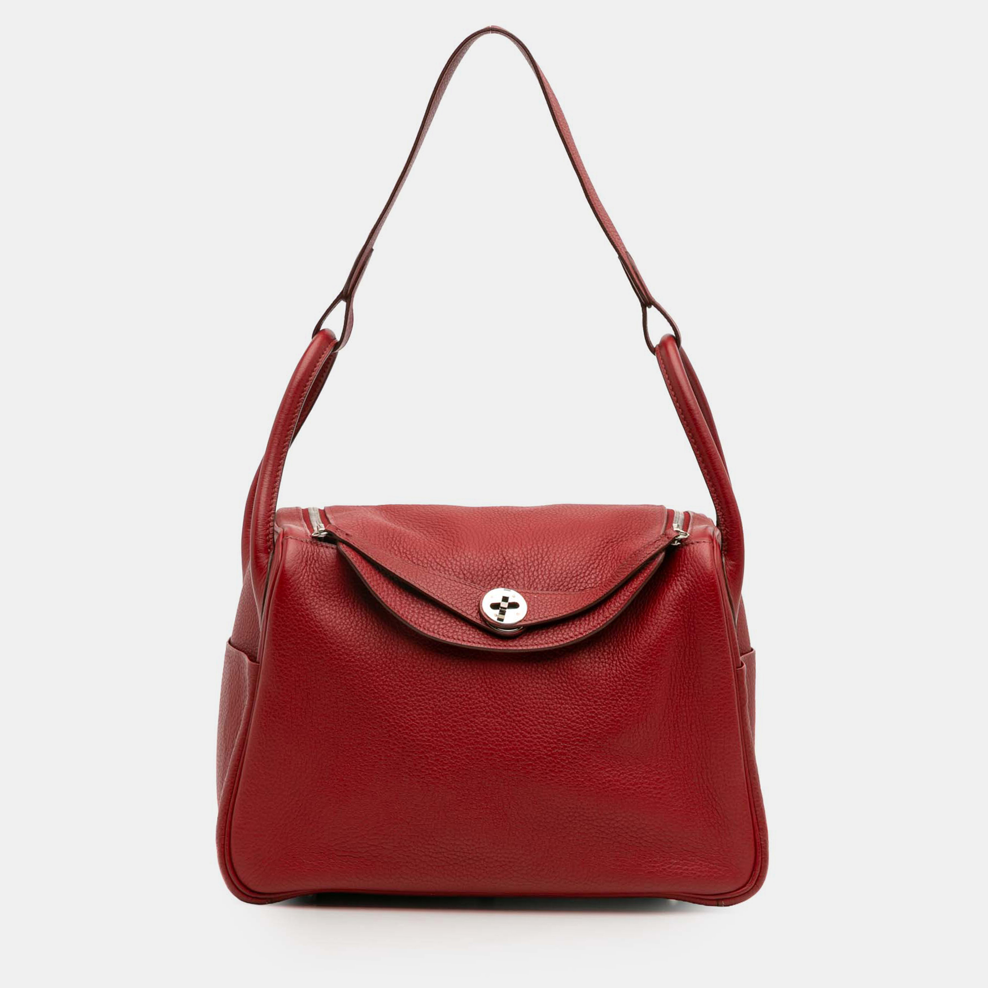 

Hermes Red Clemence Lindy 30