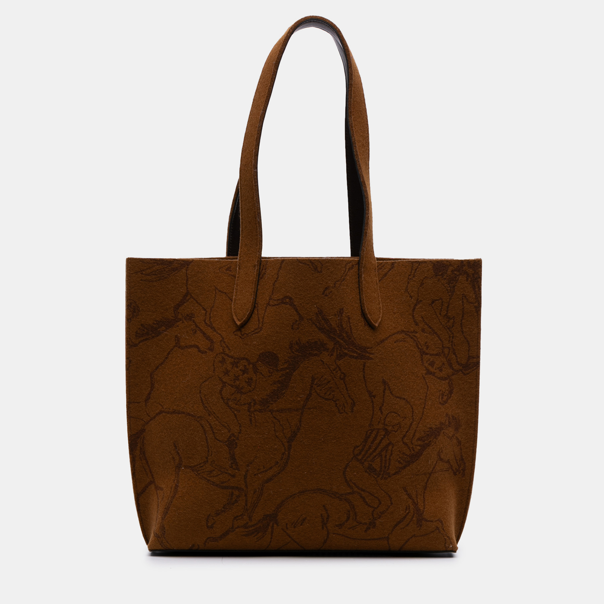 

Hermes Brown Printed Felt Carrimi Tote MM