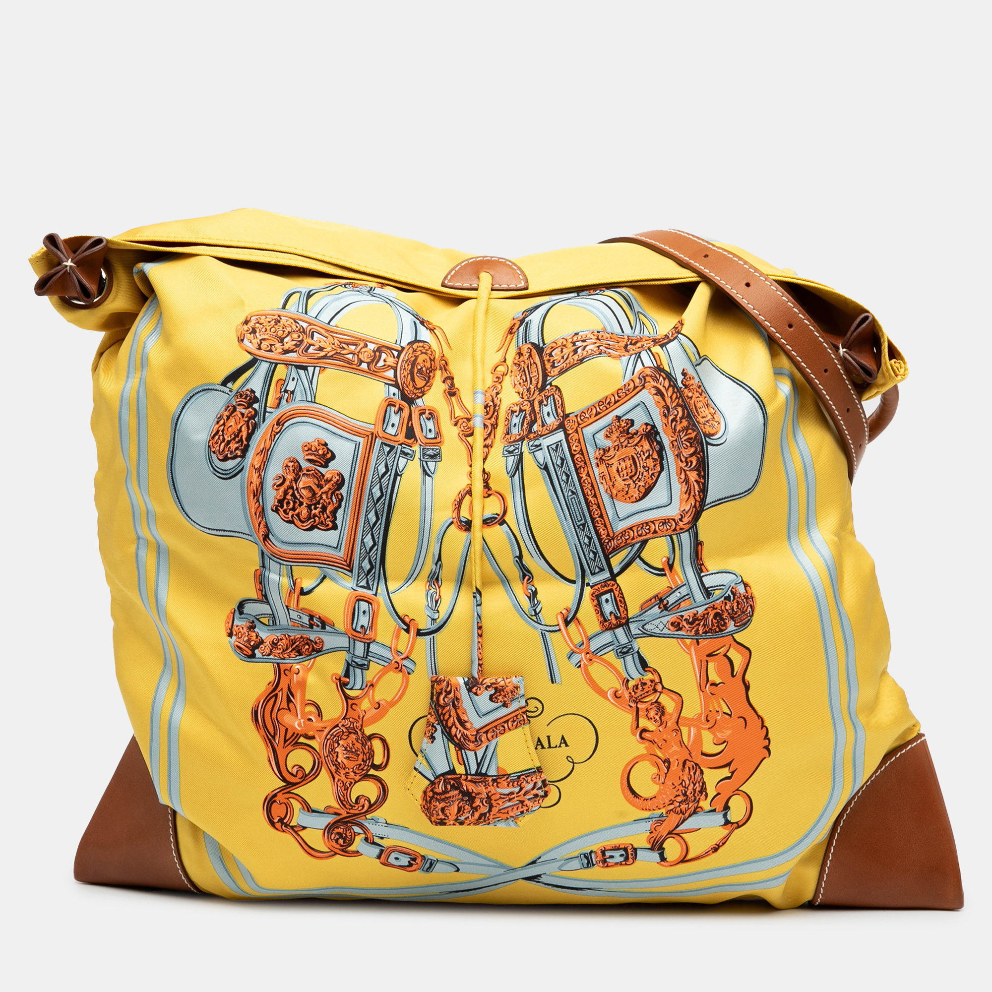 

Hermes Brown Yellow Silk and Barenia Brides de Gala Silky City 38