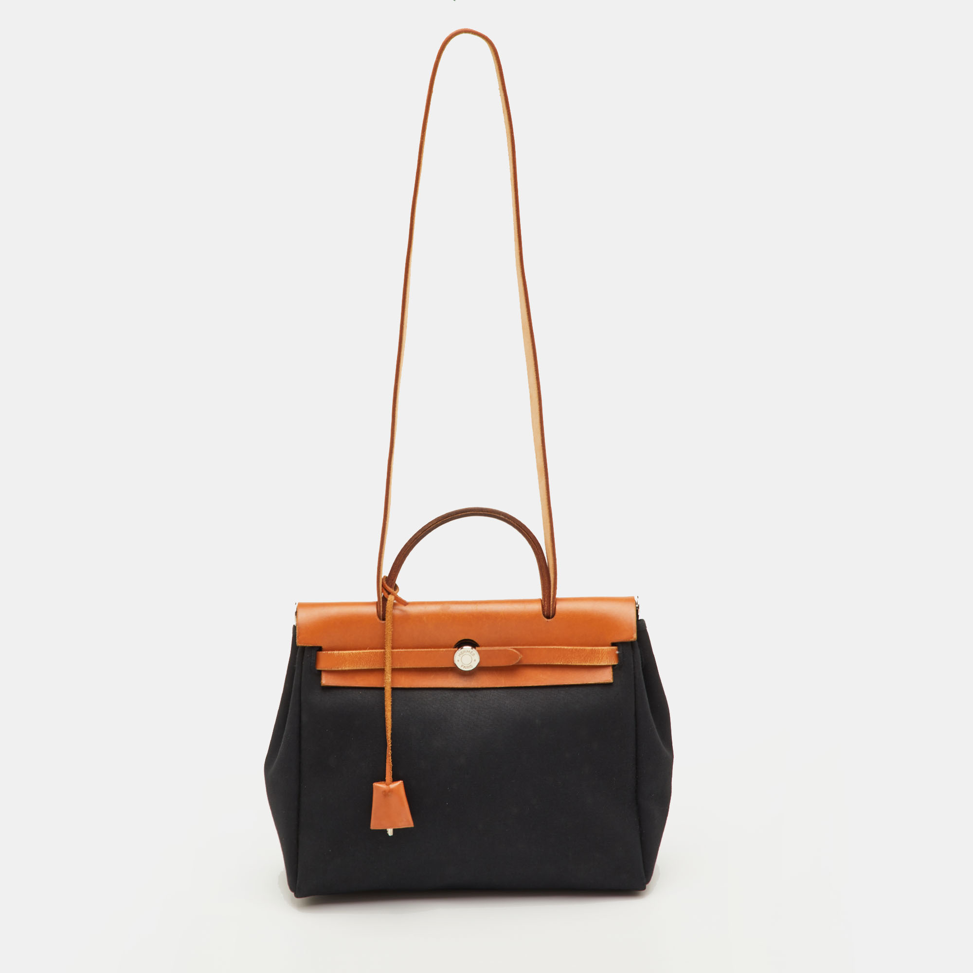 

Hermès Black/Natural Toile Canvas and Vache Leather Herbag 31 Bag