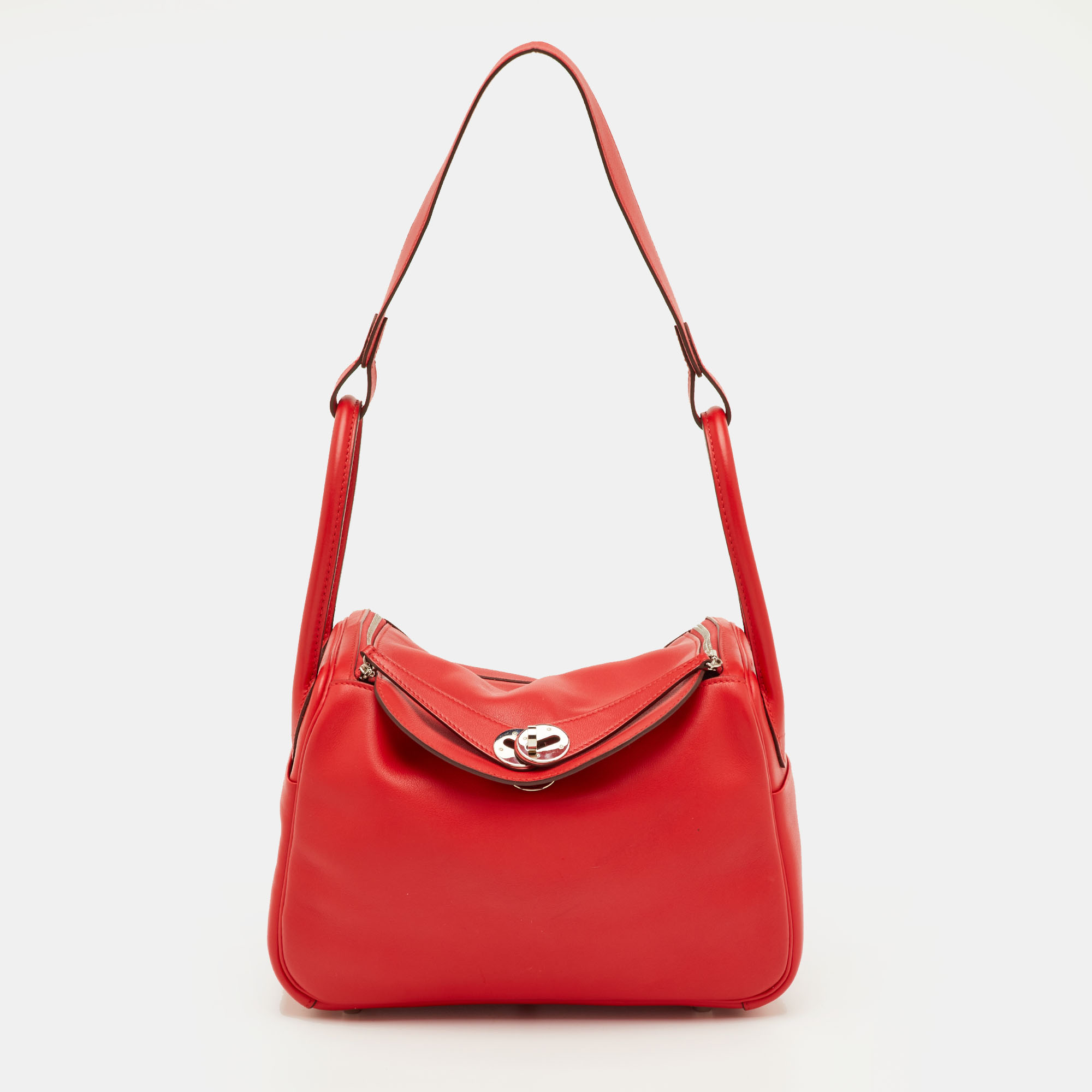 

Hermès Lindy 26 Palladium Finish Rouge Casaque Swift Leather Bag, Red