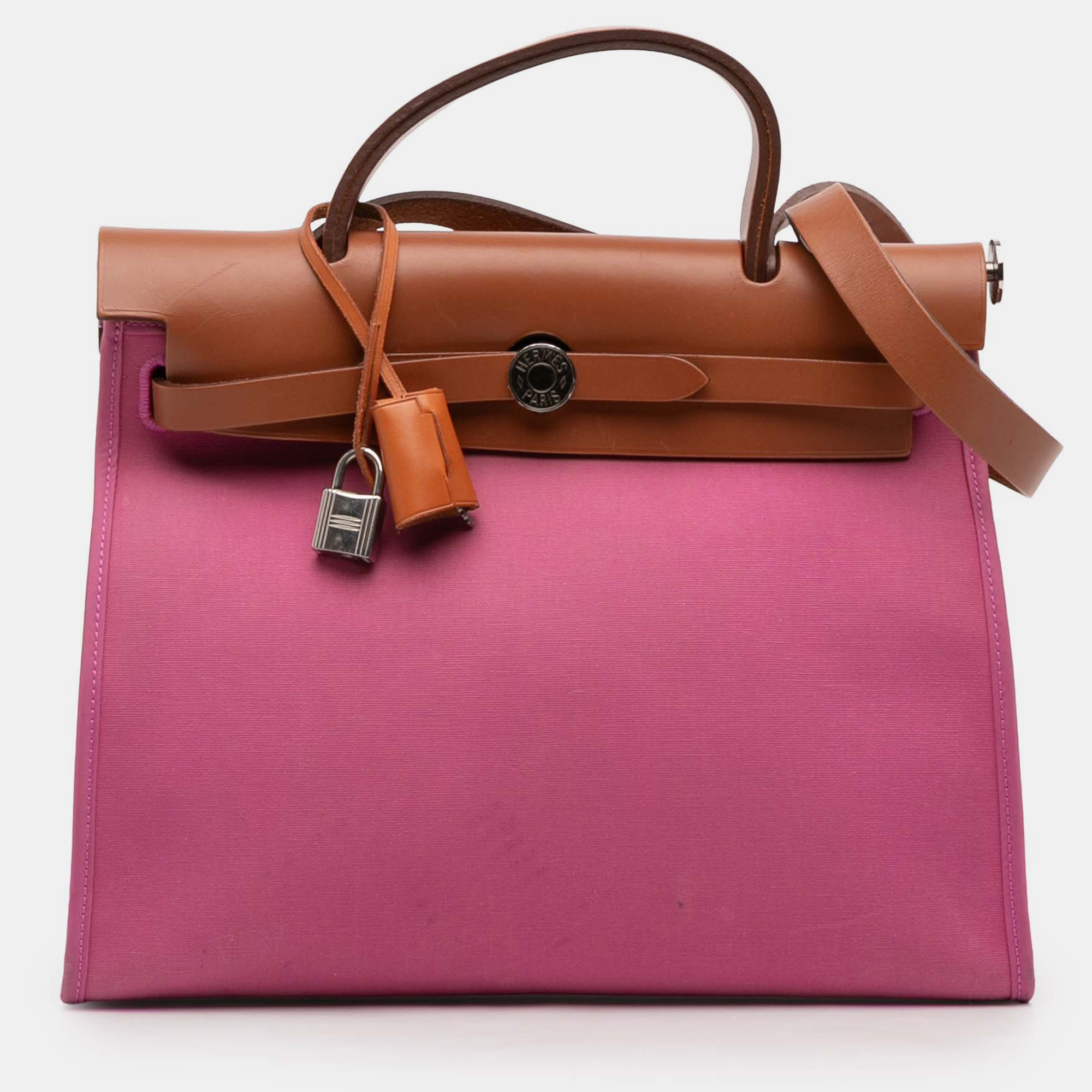 

Hermes Brown/Pink Toile Herbag Zip 31