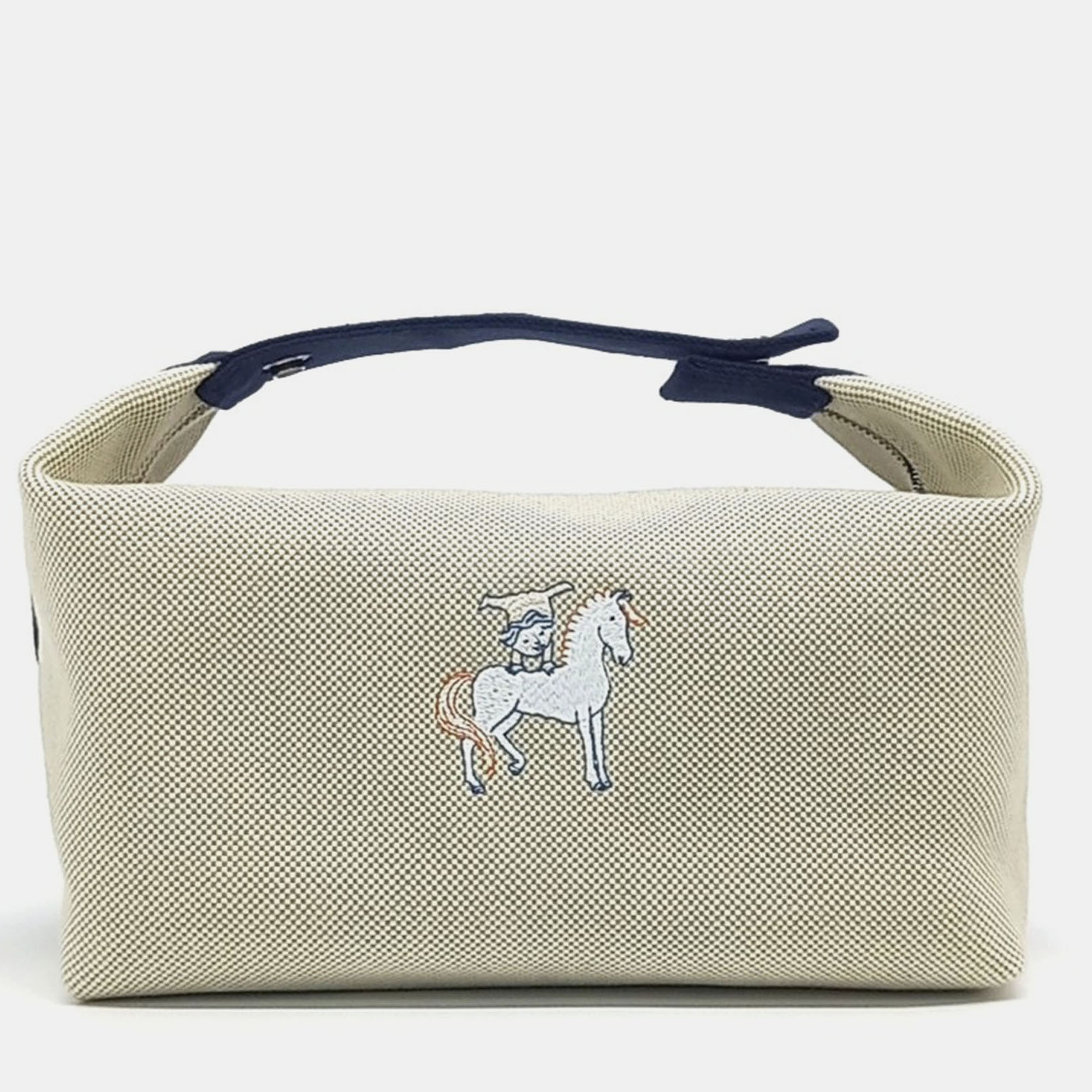 Pre-owned Hermes White Fabric Cabriole Bride A Brac Case