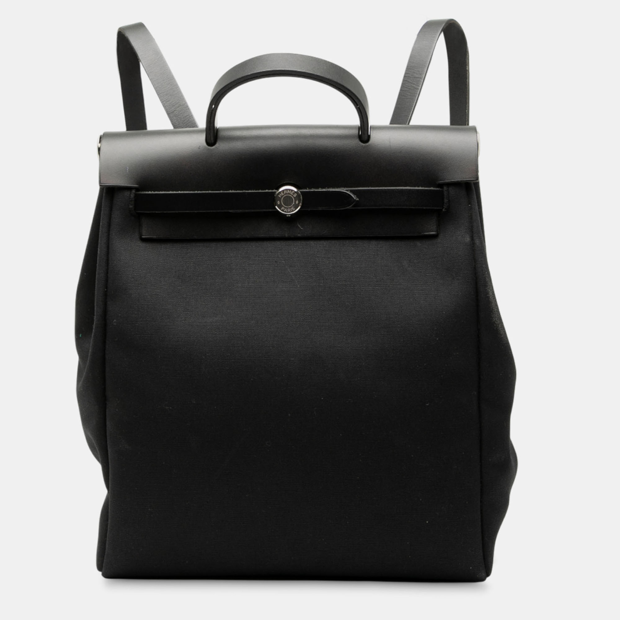 

Hermes Black Toile Herbag GM Backpack
