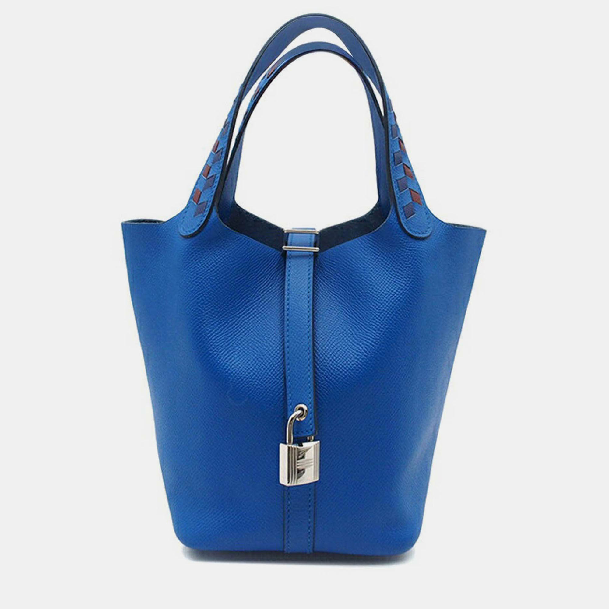 

Hermes Blue Epsom Tressage Picotin Lock 18