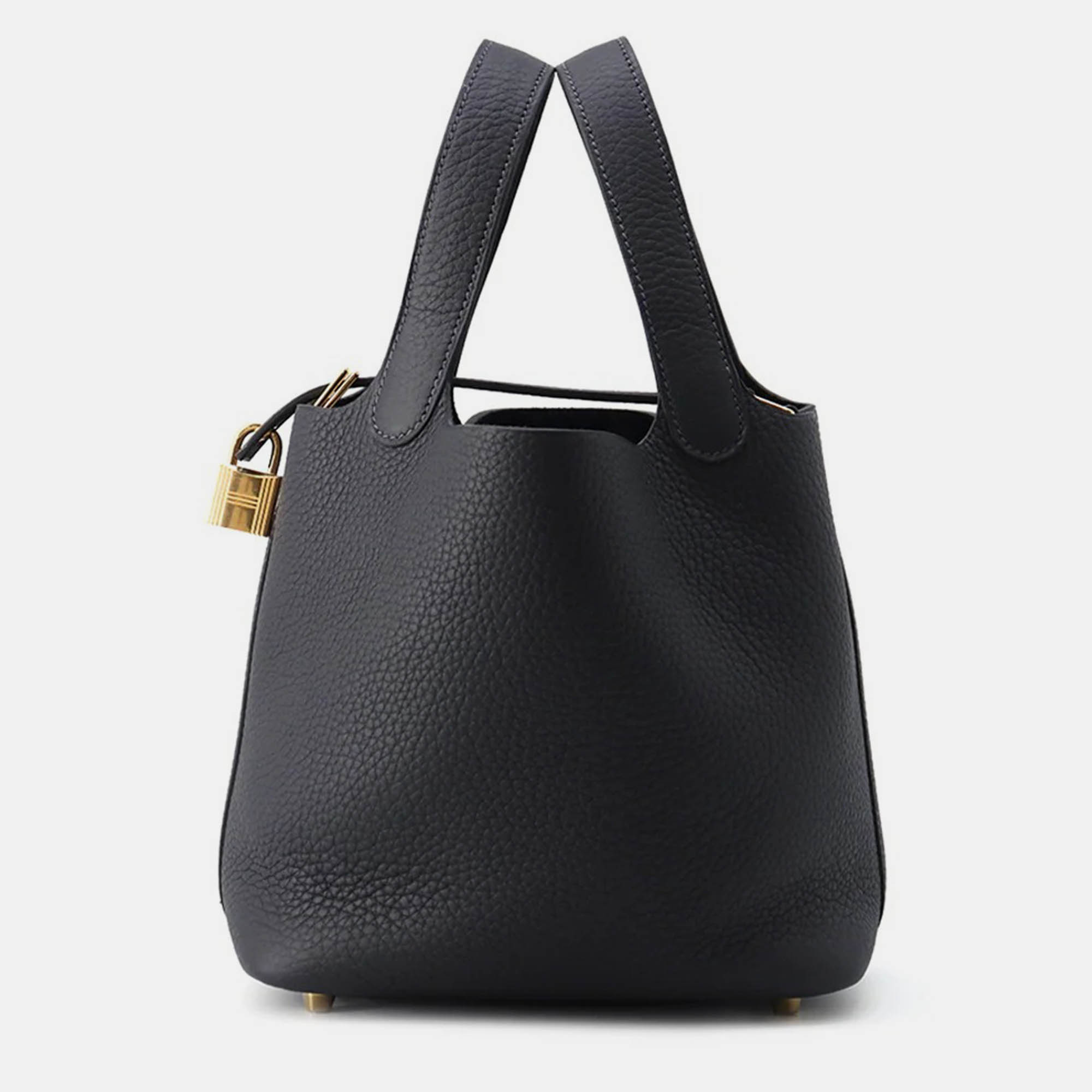 

Hermes Picotin Lock 18 Caban Taurillon Clemence Bag, Black