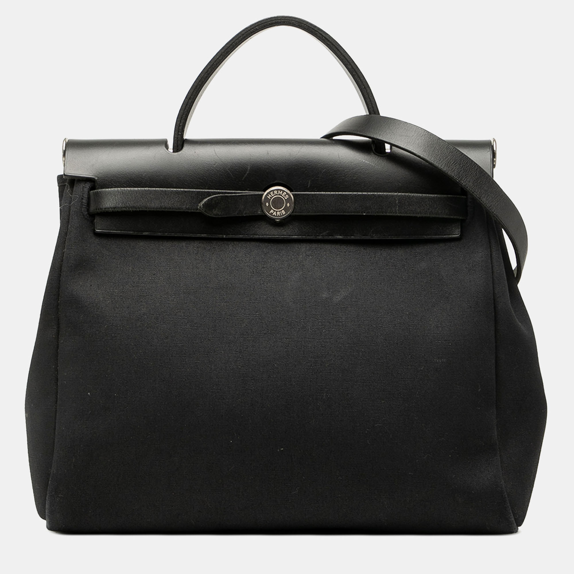 

Hermes Black Toile Herbag PM