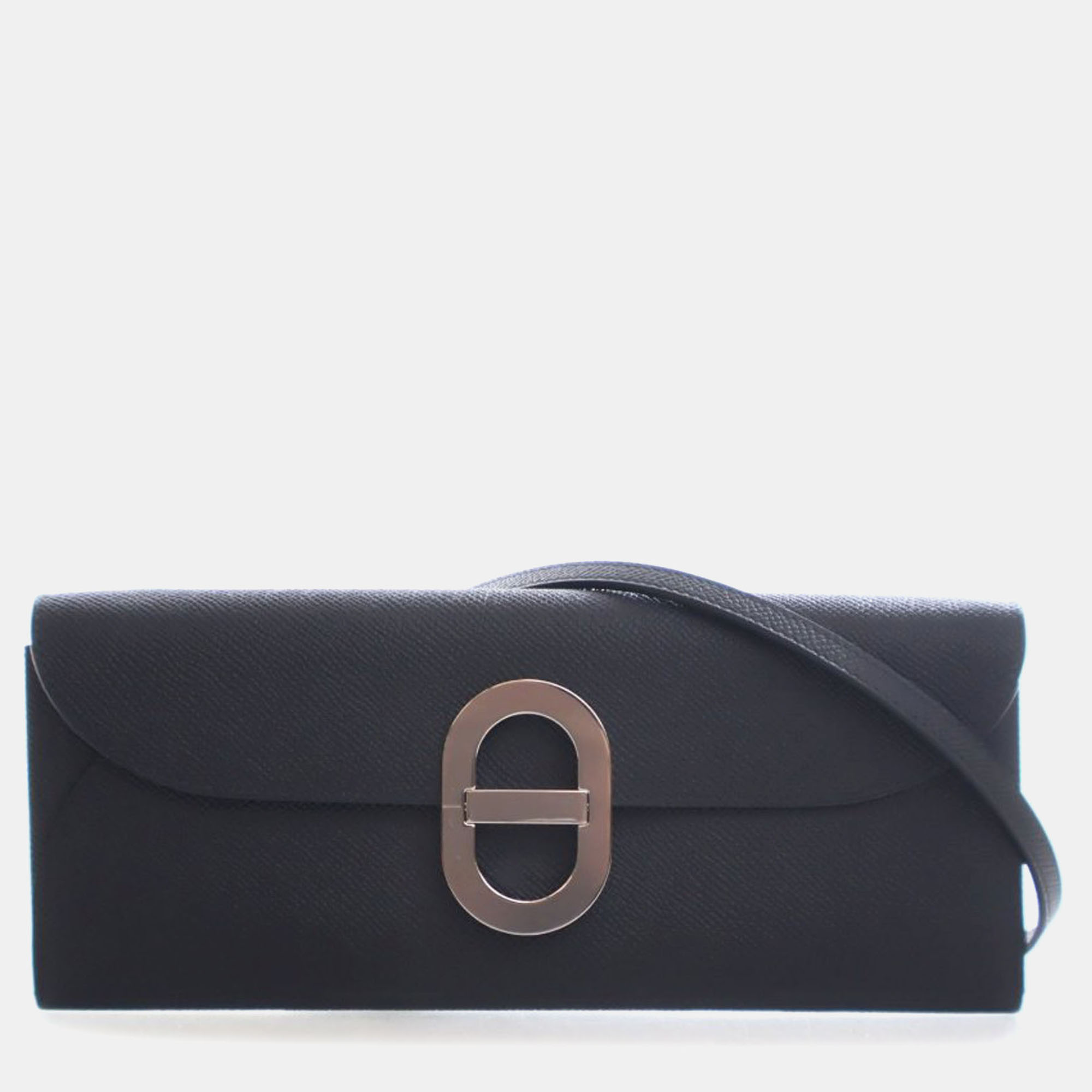 Pre-owned Hermes Black Epsom Maillon To Go Wallet