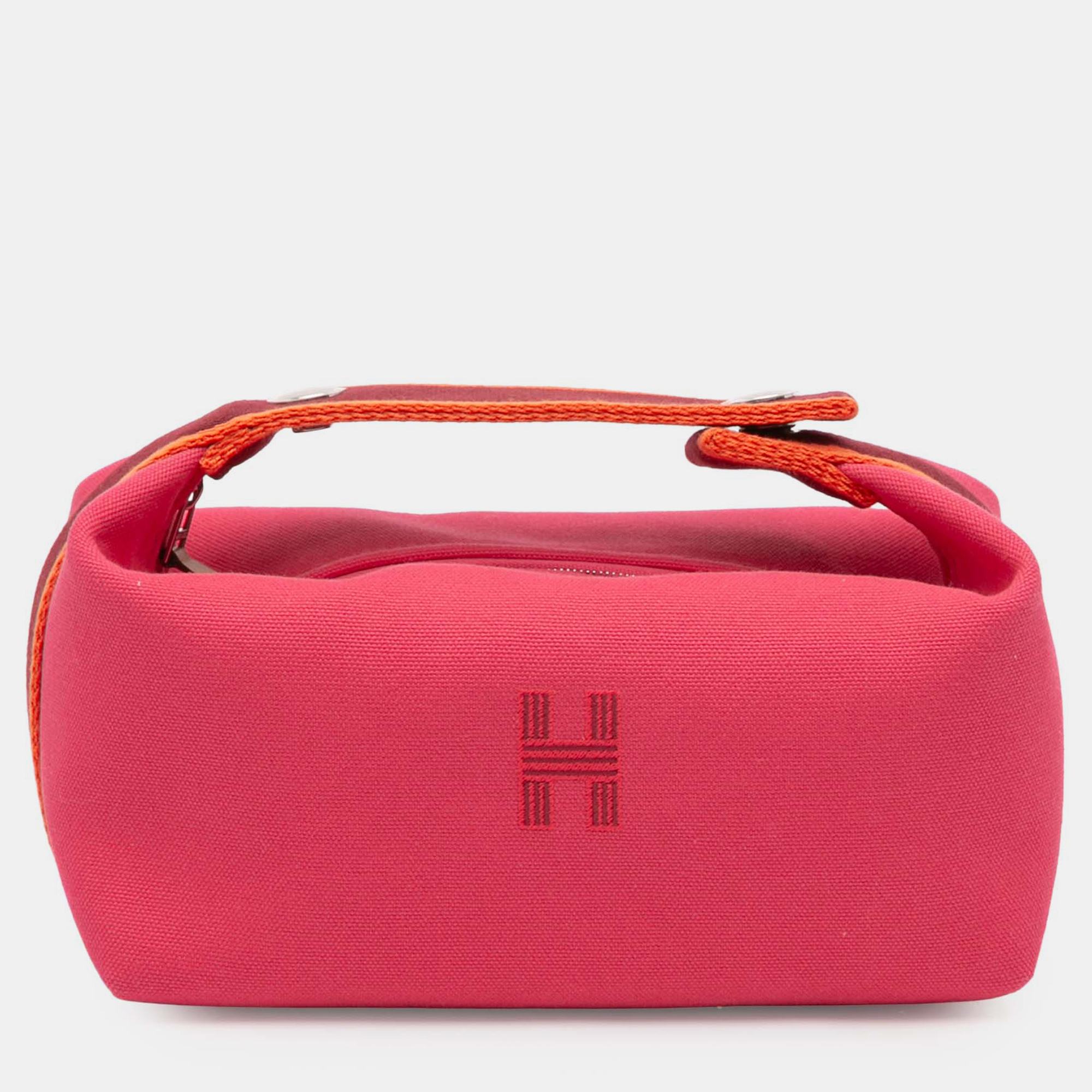 

Hermes Pink Red Small Toile Bride-A-Brac Case