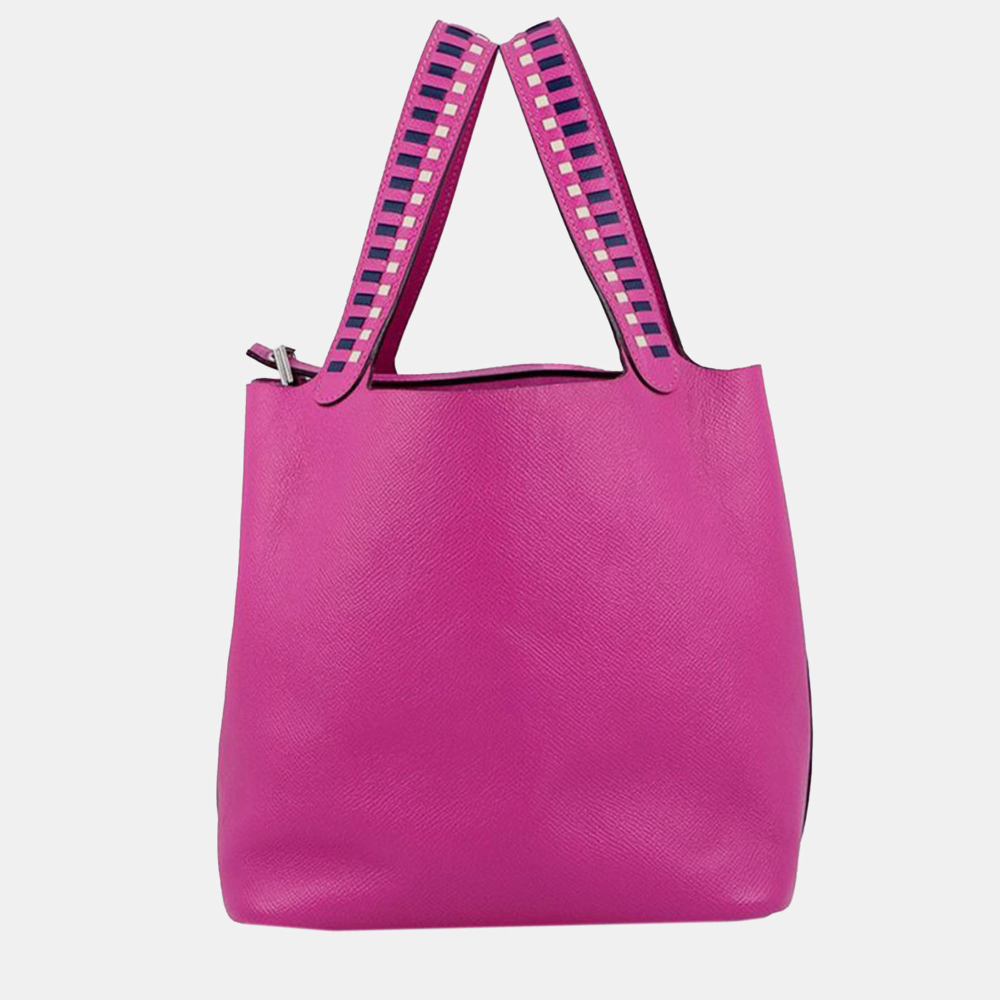 

Hermes Magnolia, Bleu Saphir, and Craie Epsom Tressage Picotin Lock 22, Blue