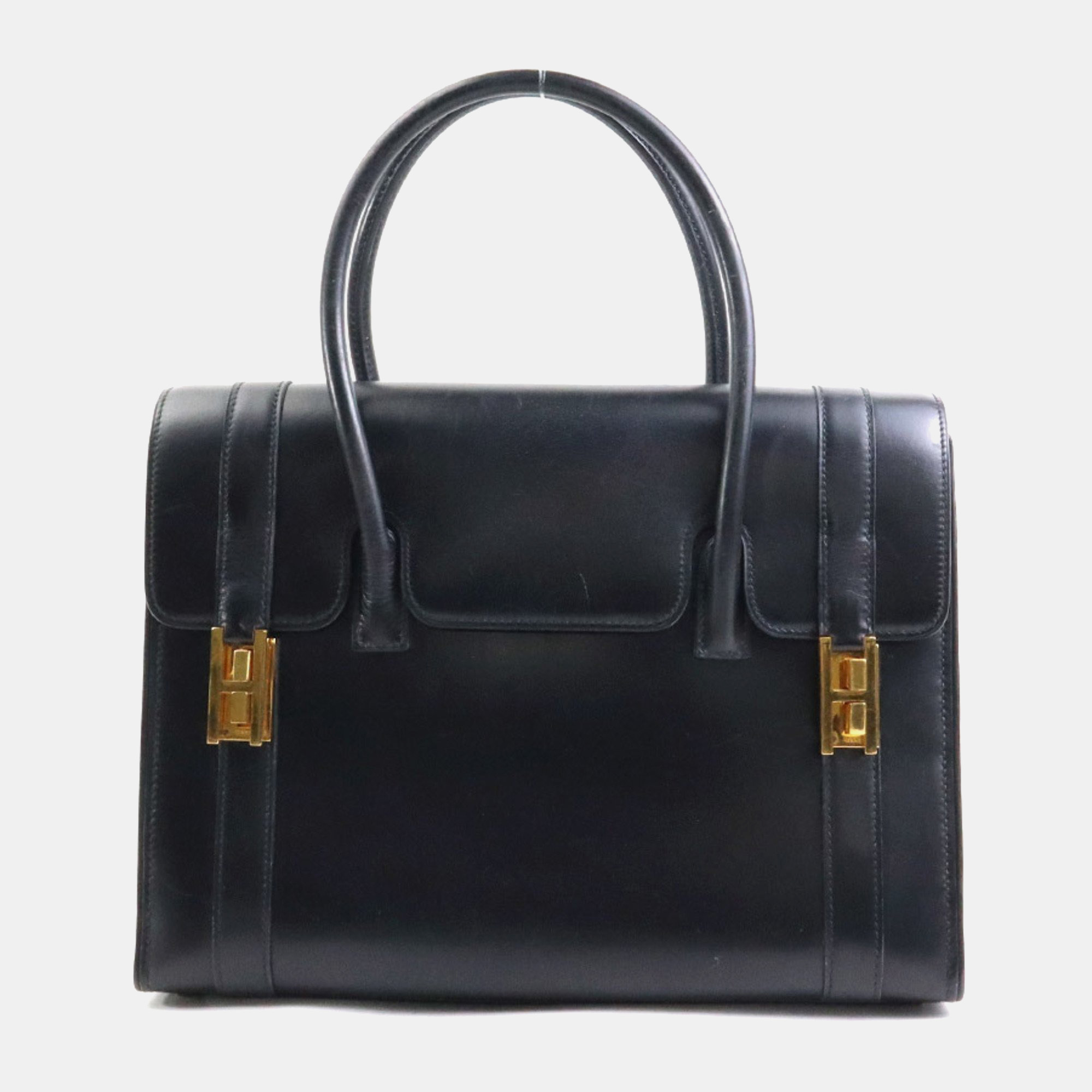 

Hermes Handbag Drag 27 Box Calf Scarf Black Gold