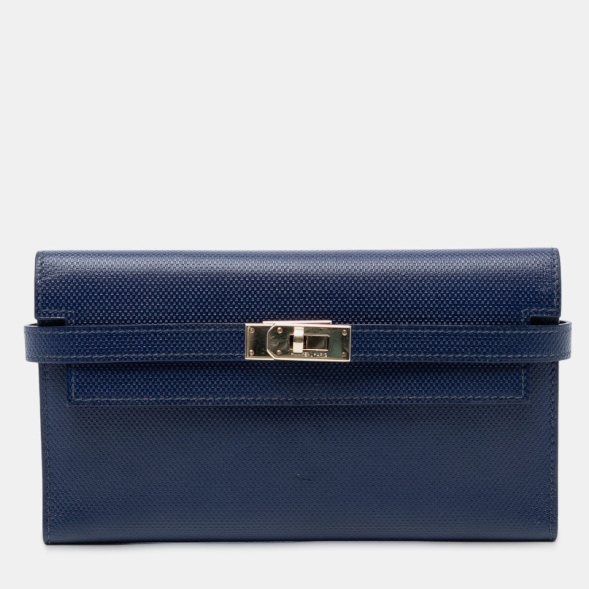 

Hermes Blue Grain d’H Leather Kelly Longue Wallet