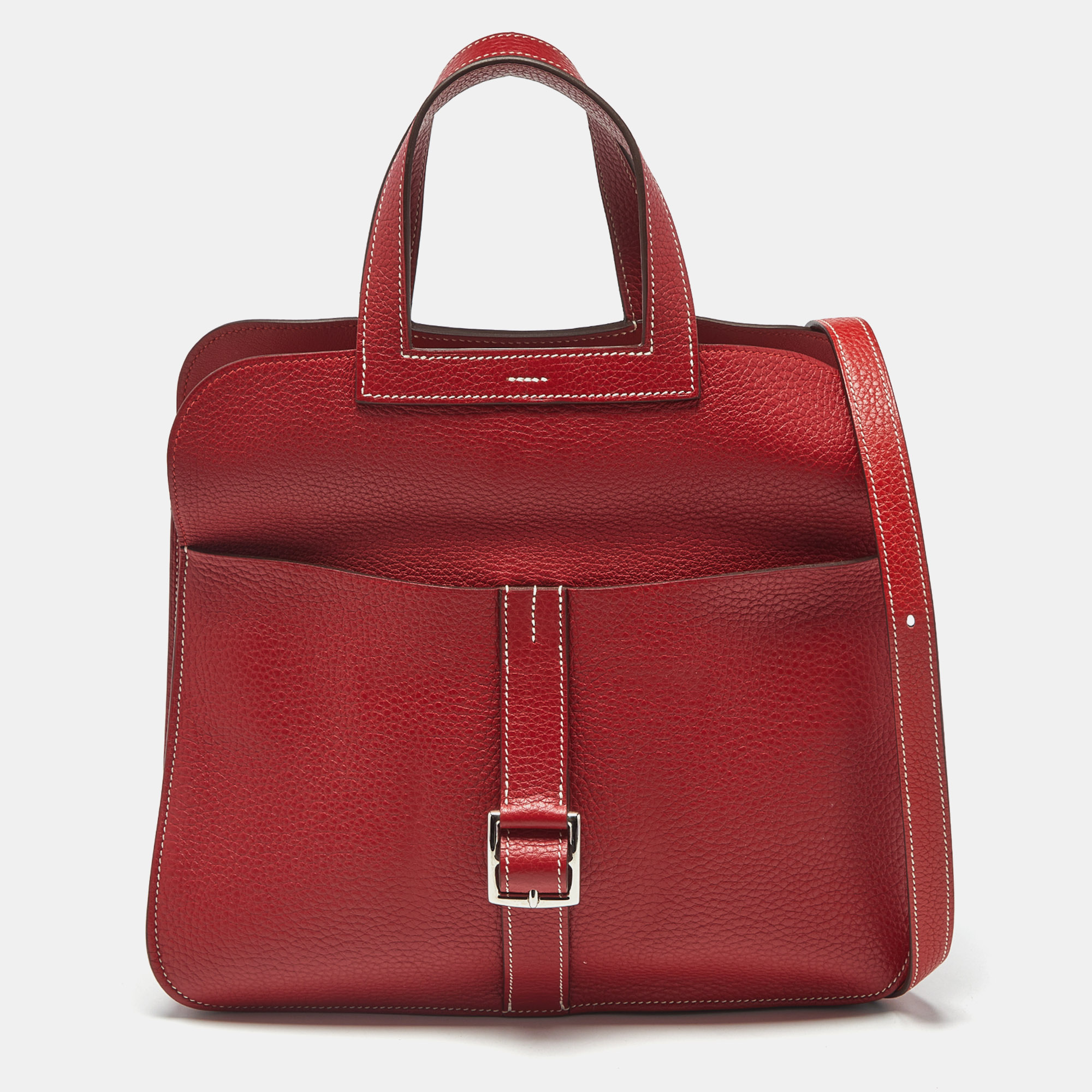 

Hermes Halzan 31 Rouge Piment Taurillon Clemence Leather Shoulder Bag, Red