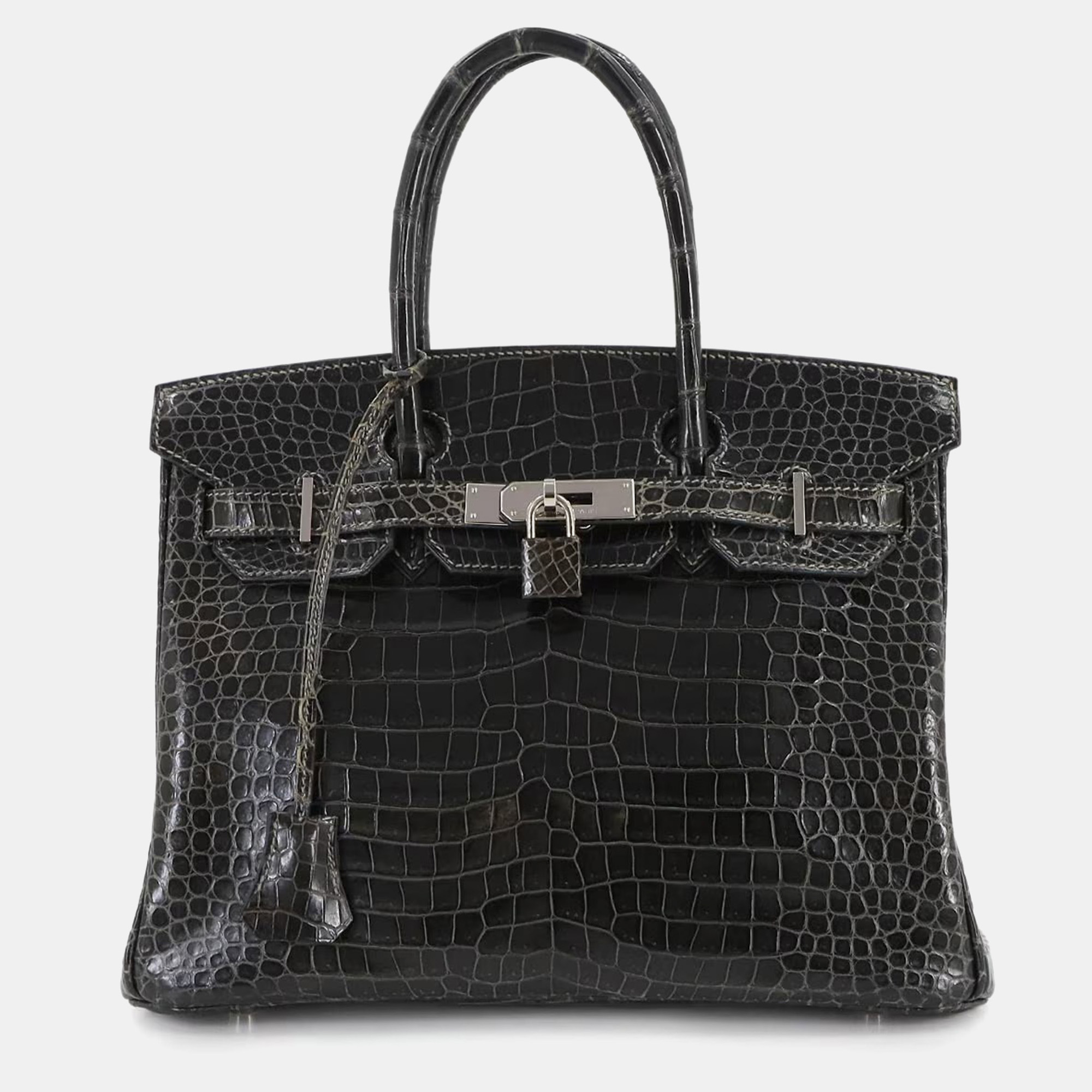 

Hermes Crocodile Birkin 30 Polosus Graphite Handbag, Black