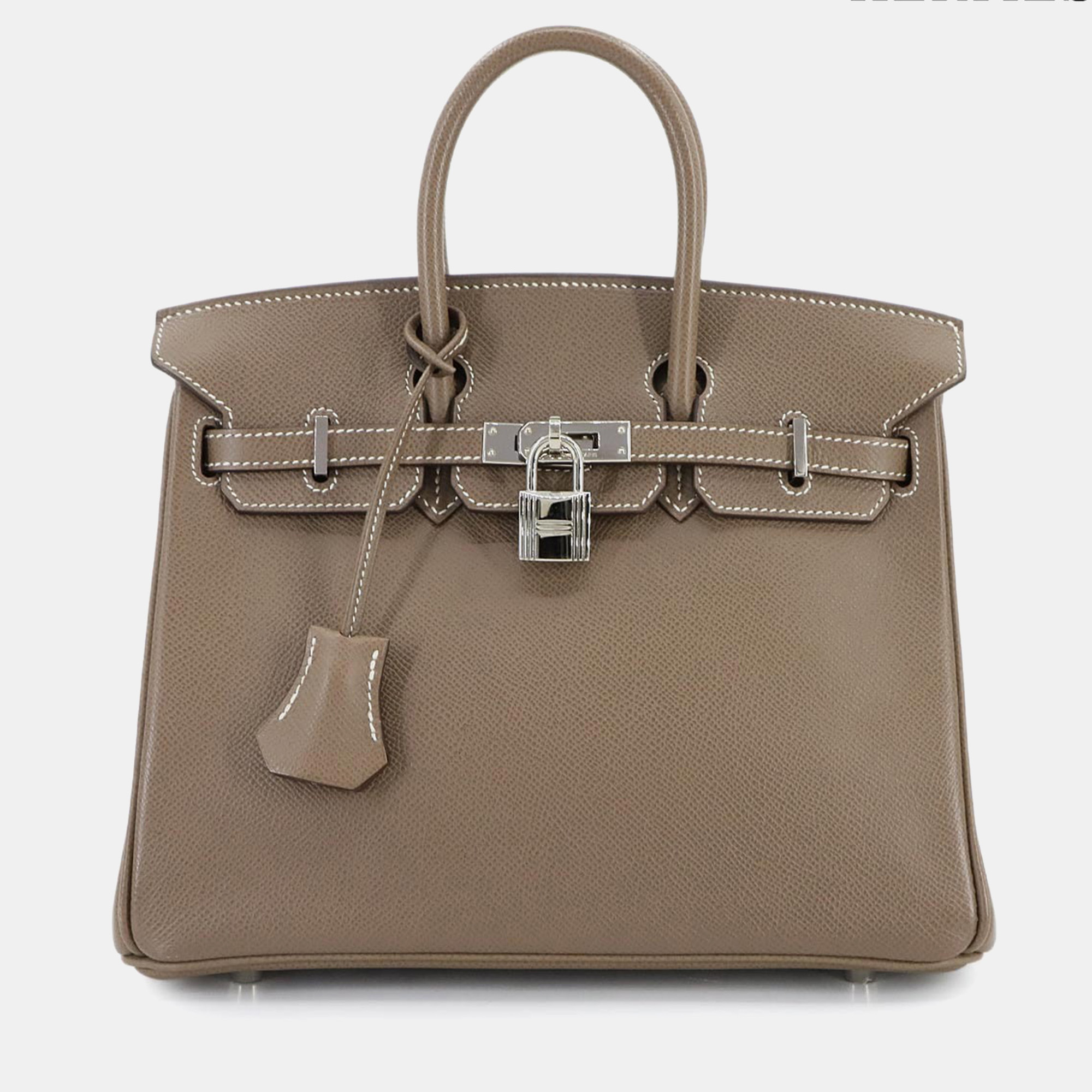 

Hermes Birkin 25 Epson Etoupe Handbag, Brown