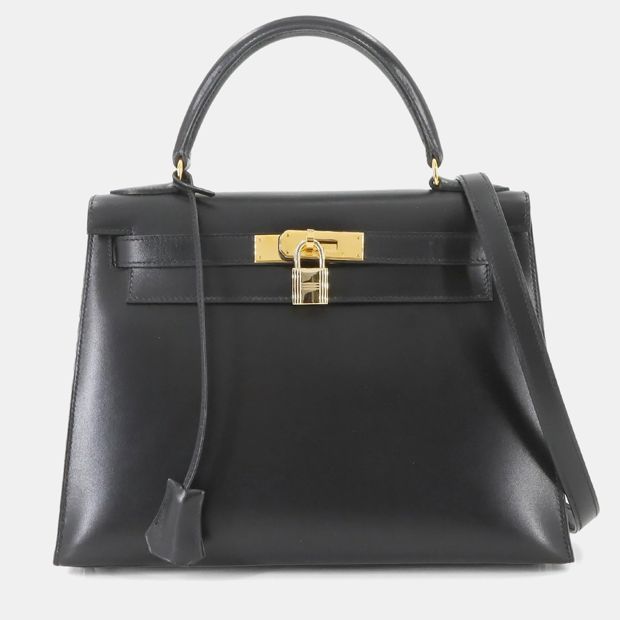 

Hermes Kelly 28 Shoulder Bag Black Box Calf Leather