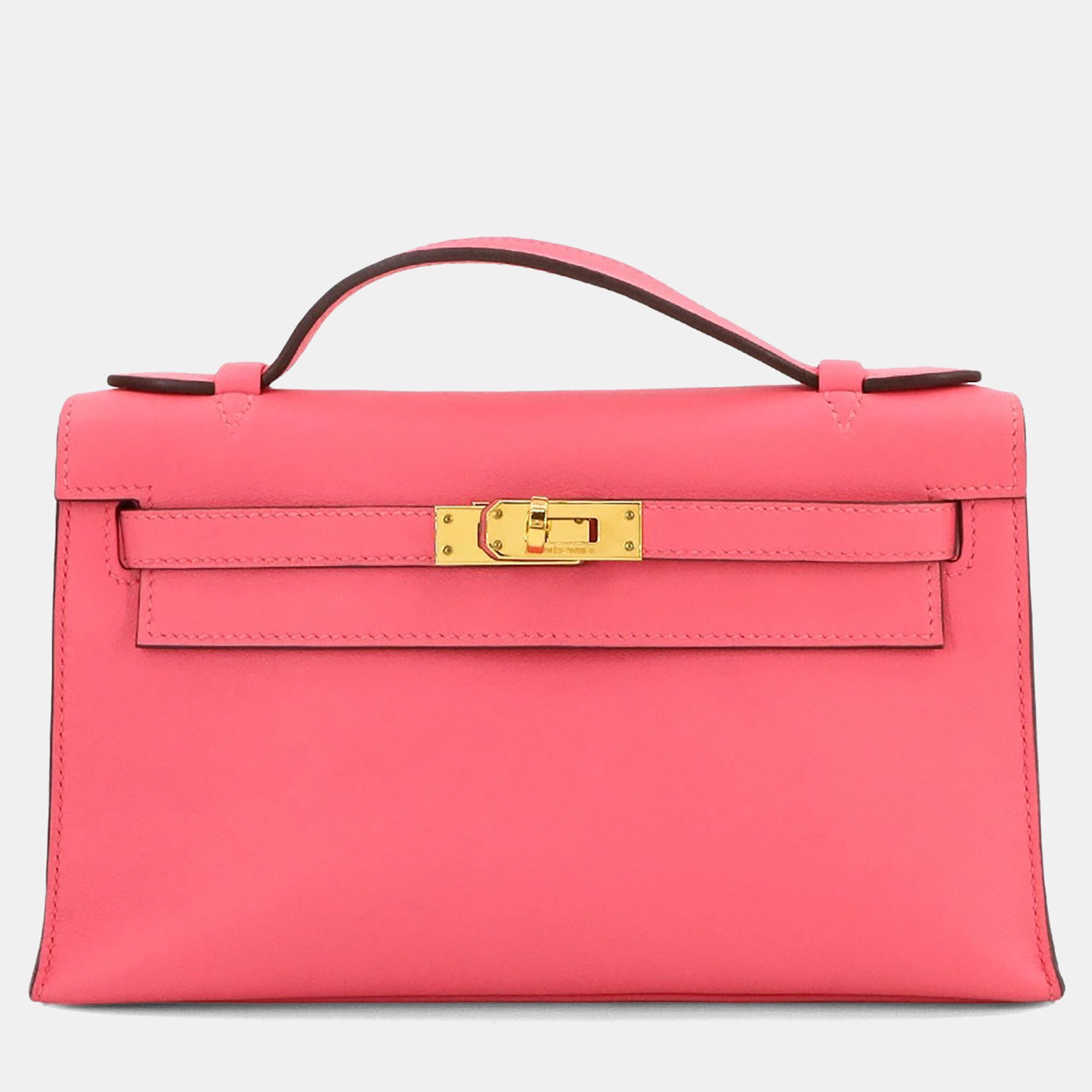 

Hermes Swift Rose Azalee Pochette Kelly Handbag, Pink