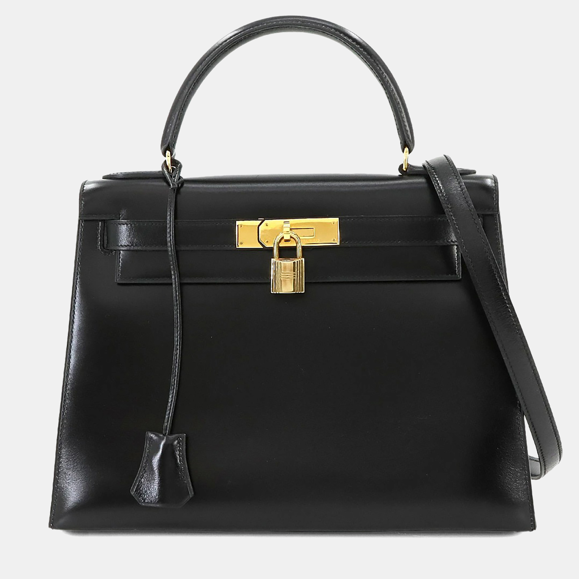 

Hermes Black Box Calf Leather Kelly 28 Shoulder Bag
