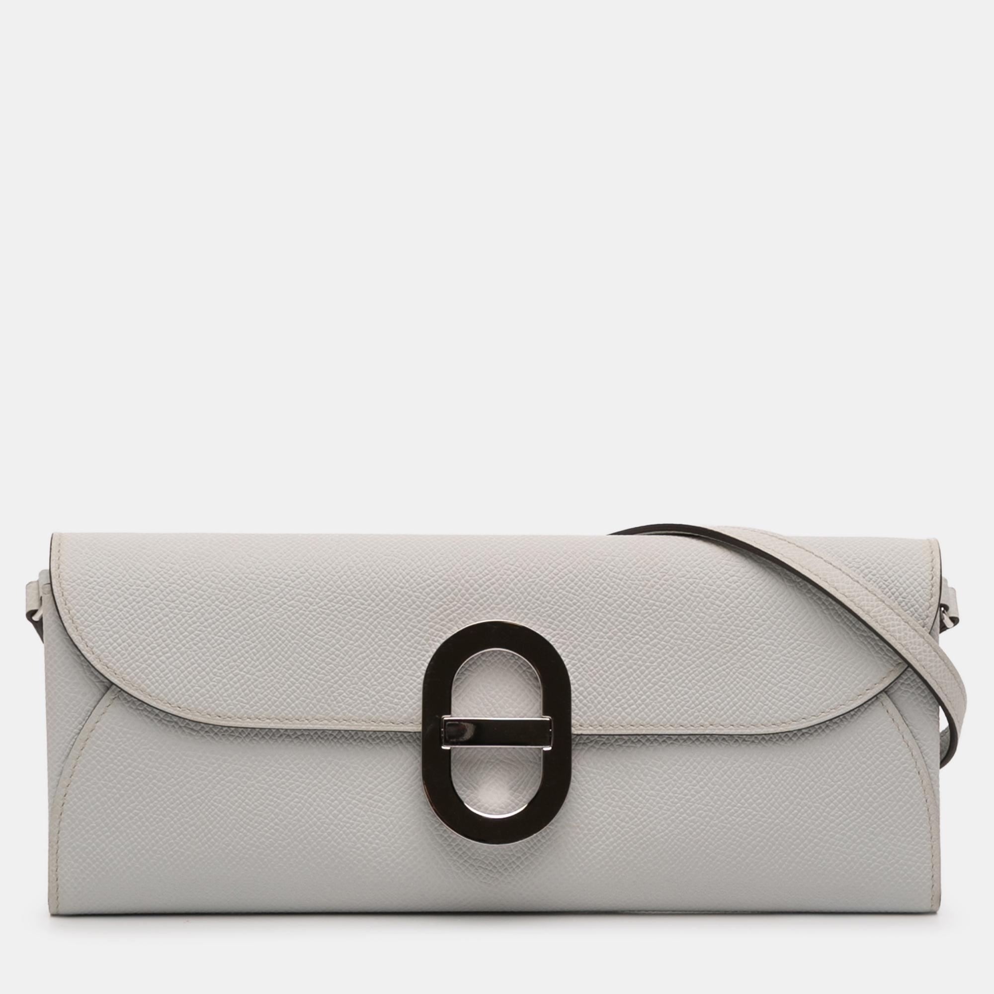 Pre-owned Hermes Grey Epsom Maillon To Go Wallet In Gray