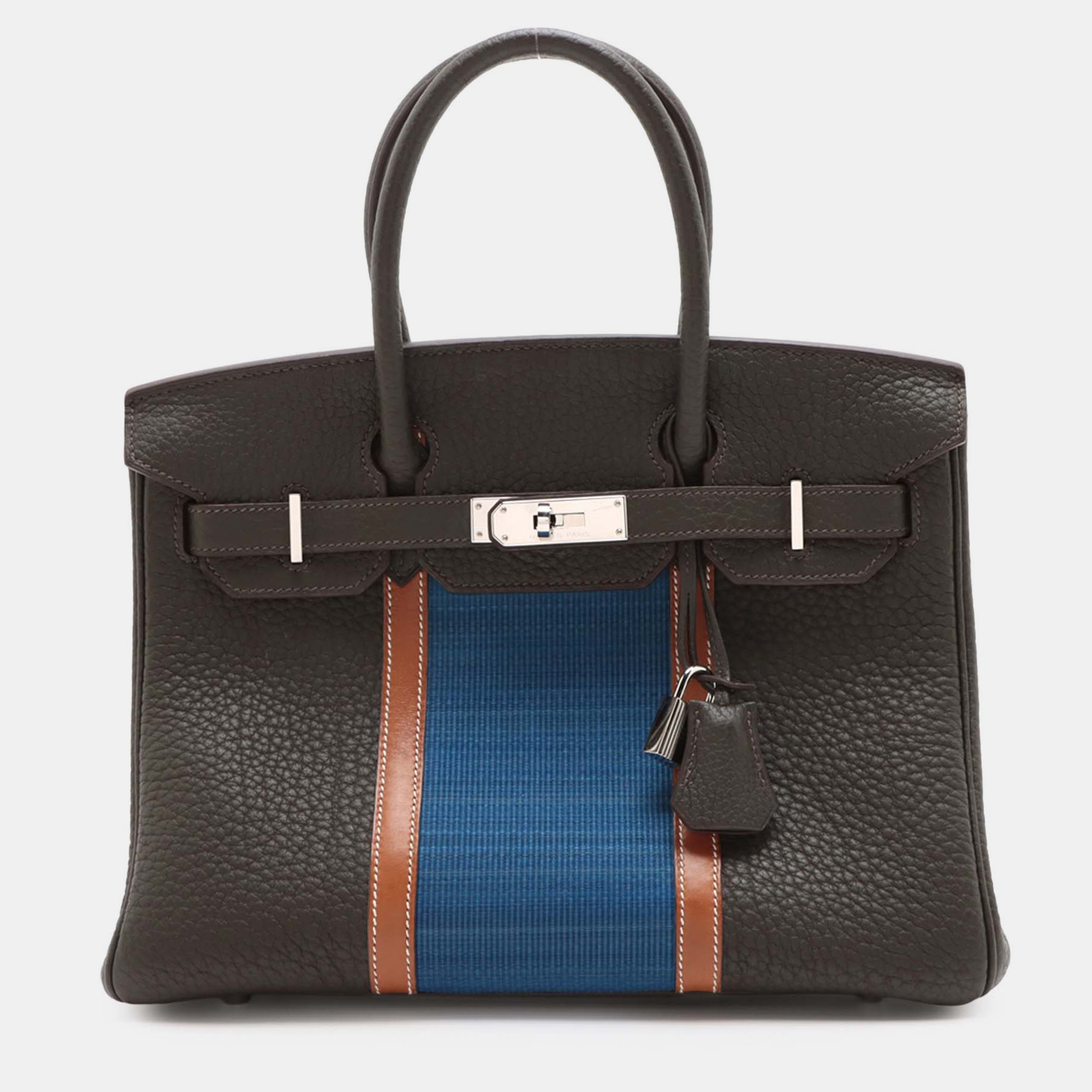 

Hermes Blue Green Limited Edition Fjord Barenia Birkin Club Retourne 30