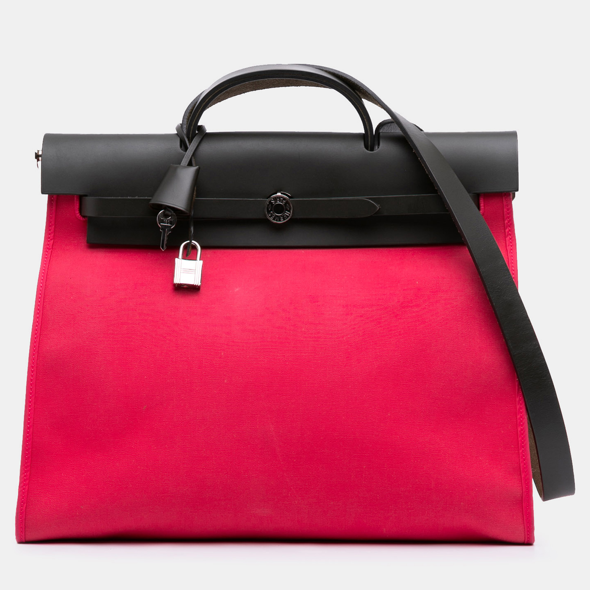 

Hermes Black Pink Toile Herbag Zip 39