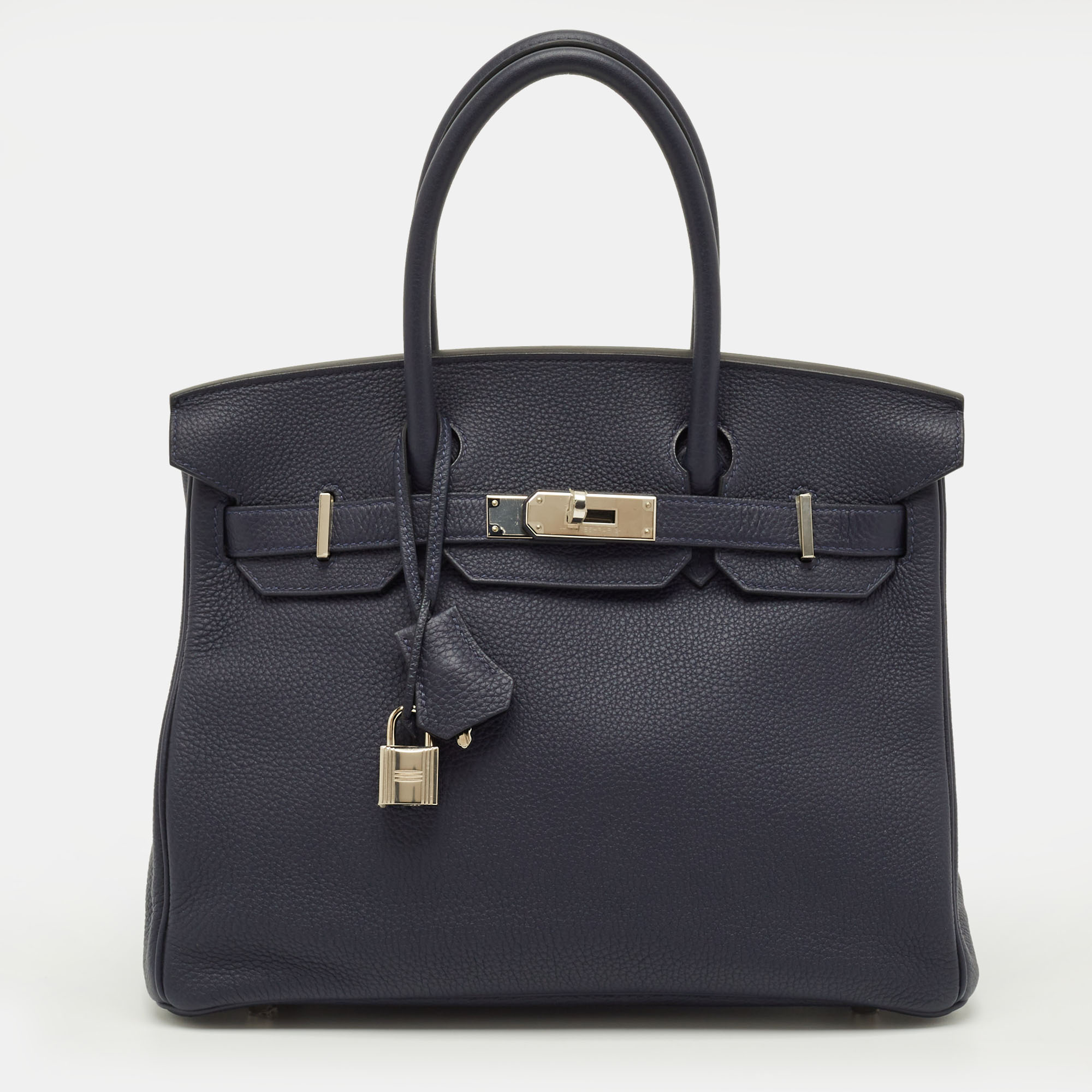 

Hermès Birkin 30 Palladium Finish Bleu Nuit Togo Leather Tote, Blue