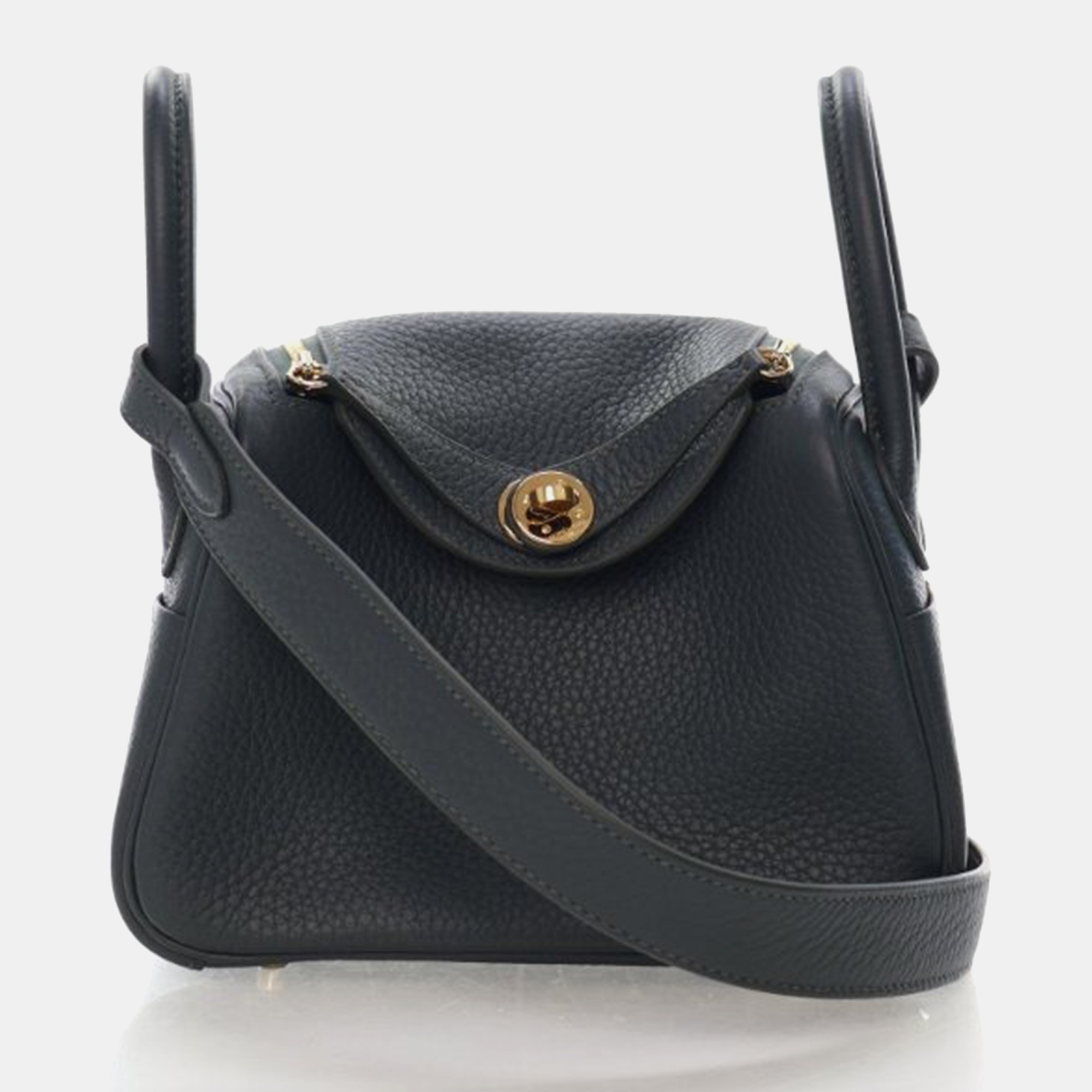 

Hermes Mini Lindy 20 Vert Mangrove Clemence Bag, Black