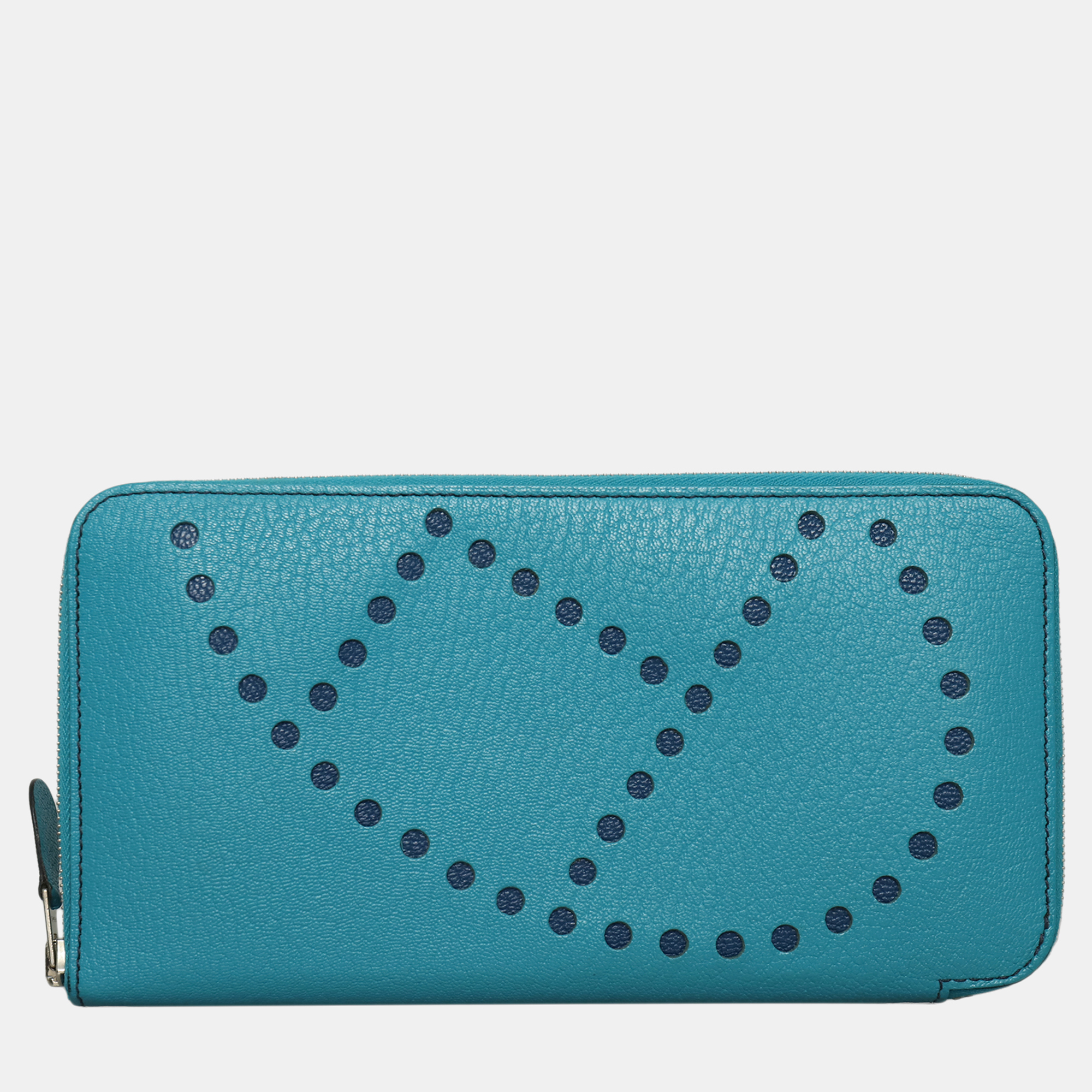 

Hermes Blue Leather Evelyne Zip Long Wallet