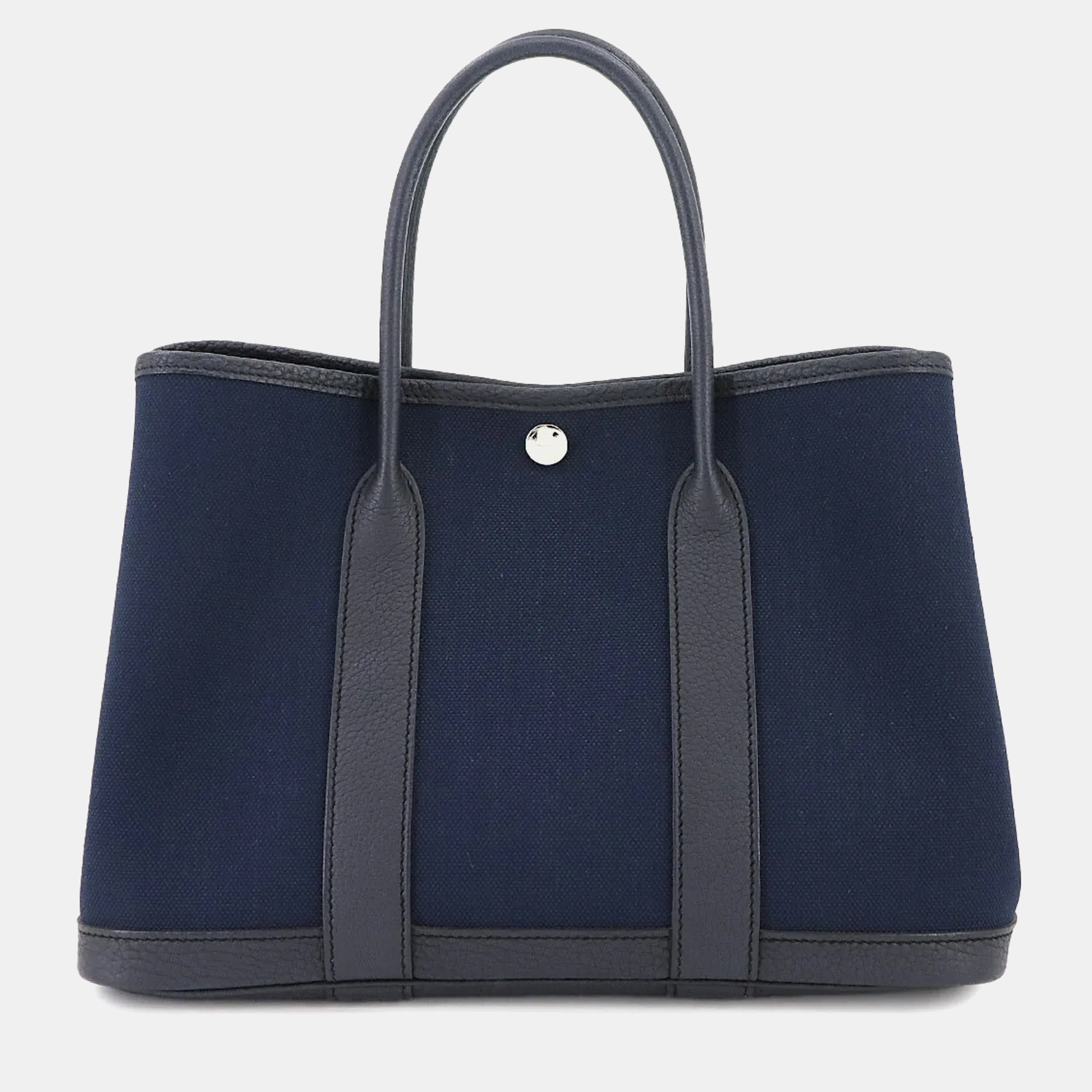 

Hermes Toile Militaire Leather Blue Marine Navy Garden Party Tote TPM, Navy blue