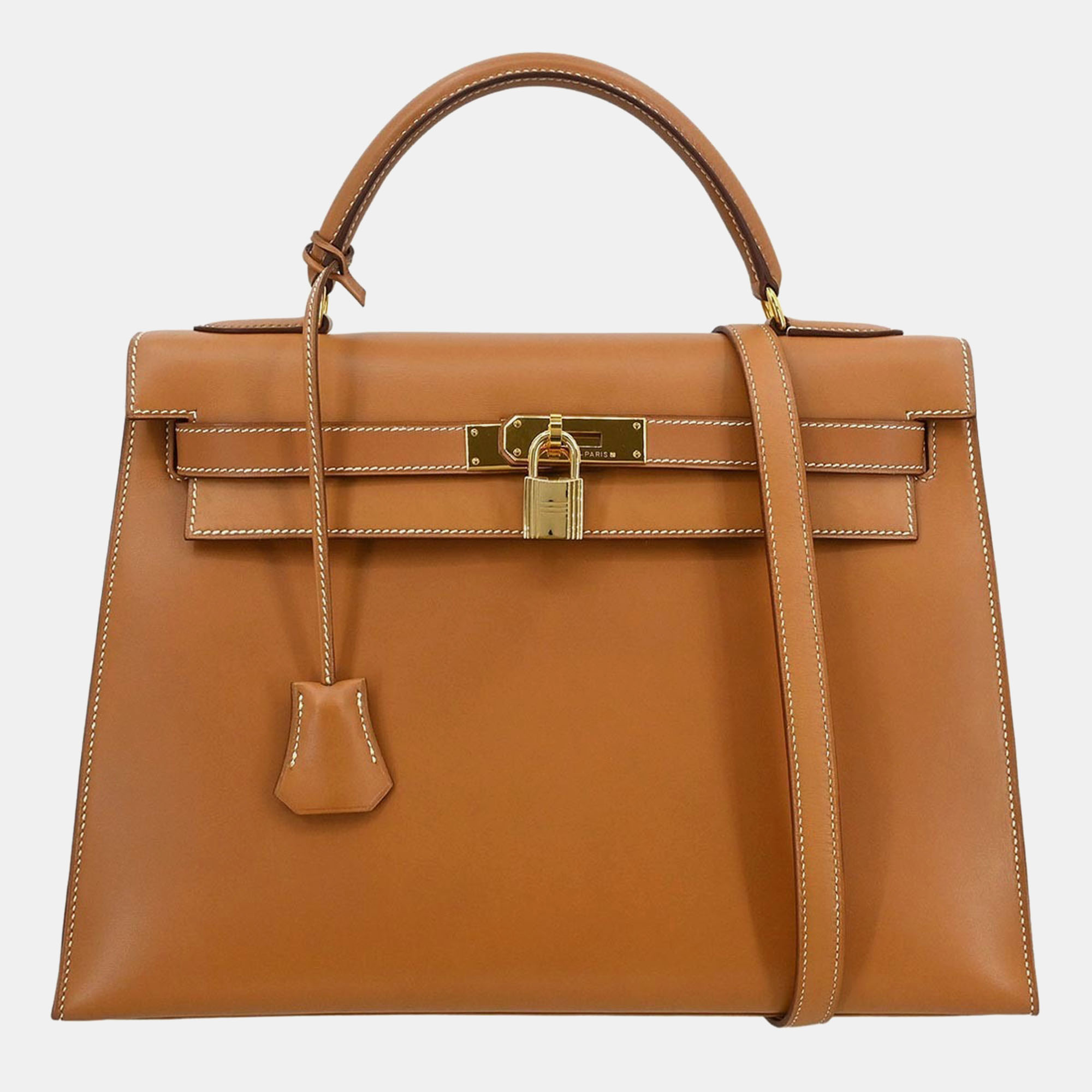 

Hermes Natural Veau Chamonix Kelly 32 Sellier 2way Handbag, Brown