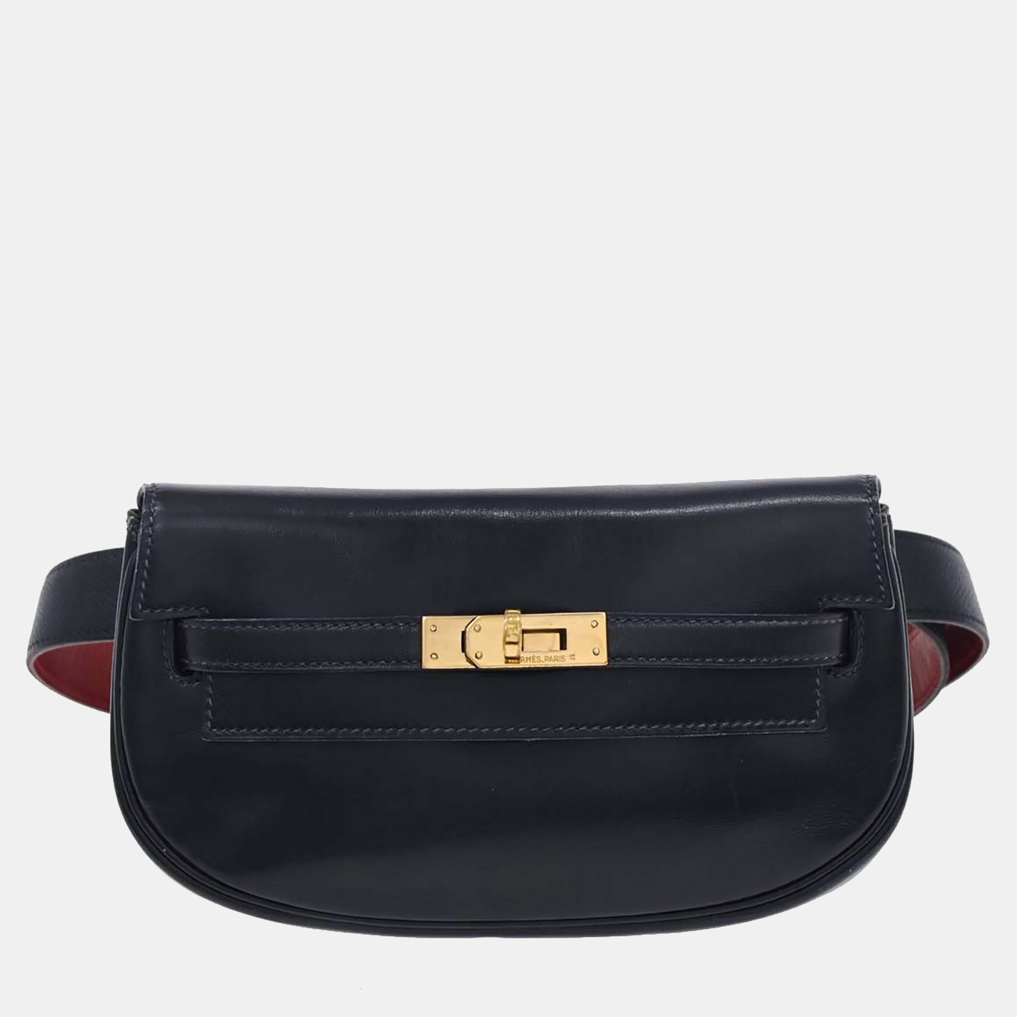 

Hermes Navy Box Calf Kelly Moove Bum Bag, Navy blue