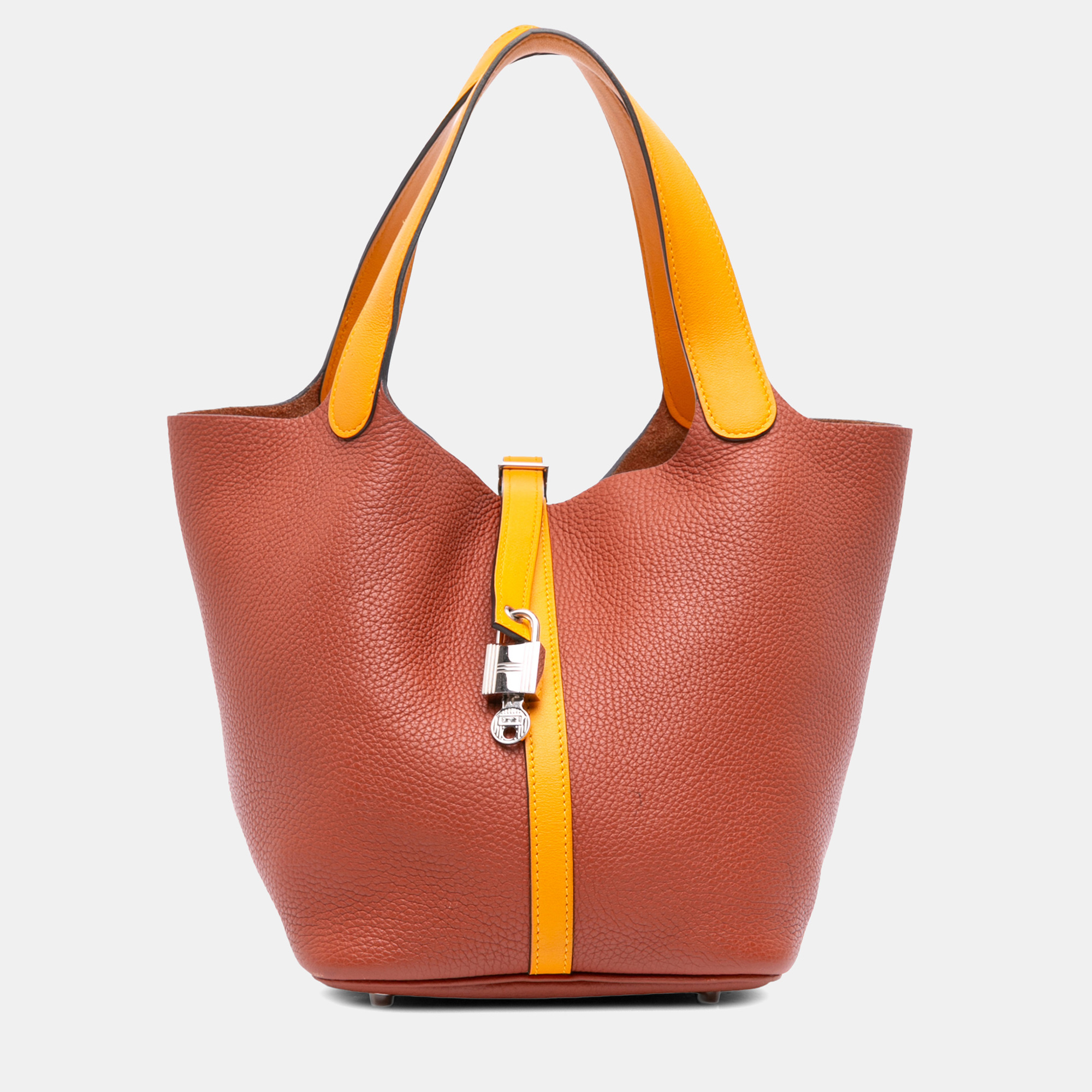 

Hermes Brown/Yellow Bicolor Clemence Picotin Lock 22