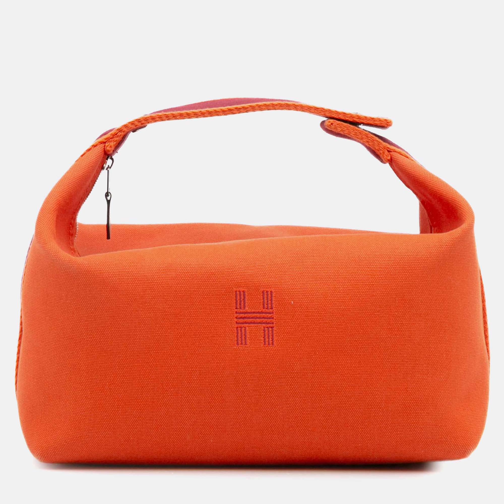 

Hermes Orange Red Large Toile Bride A Brac