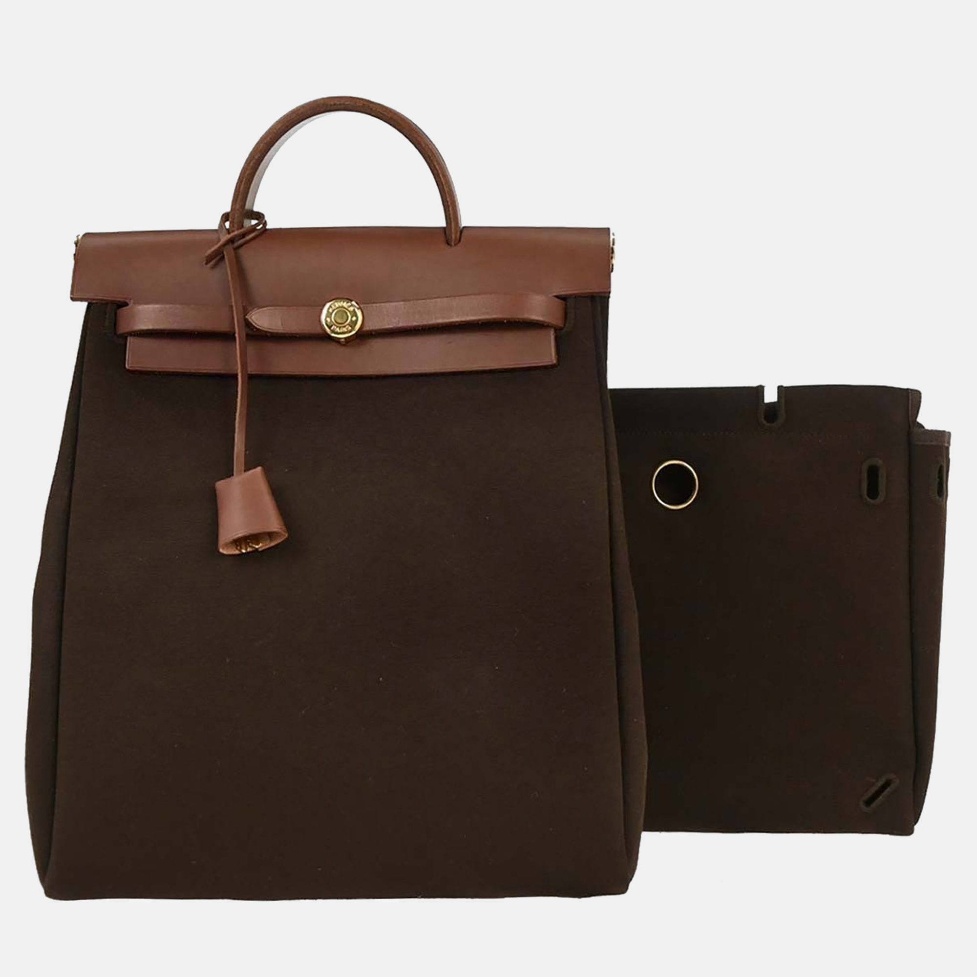 

Hermes Brown Toile Officier Herbag A Dos 2 In 1 Backpack