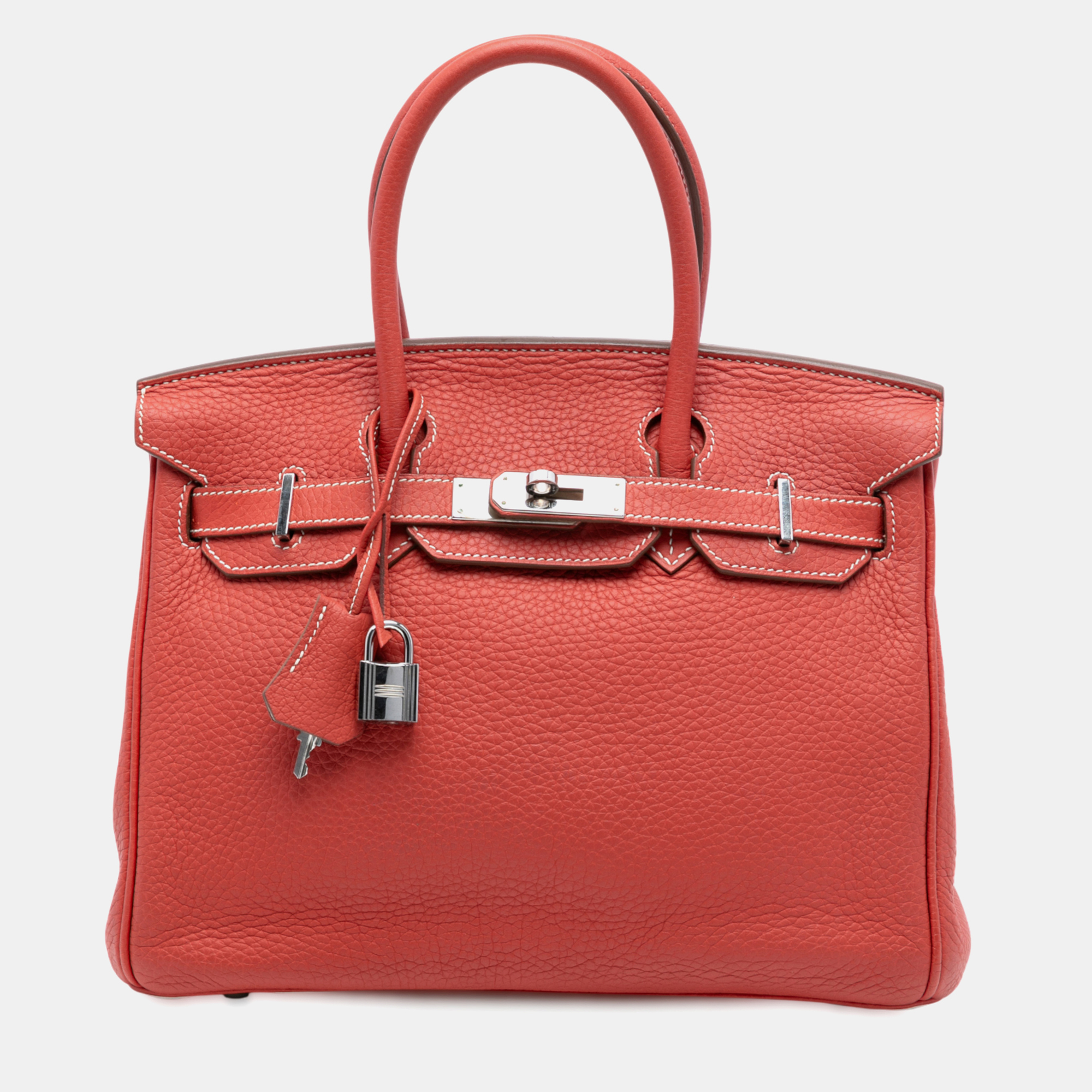 

Hermes Sanguine and White Limited Edition Togo Birkin Retourne 30 Eclat, Red