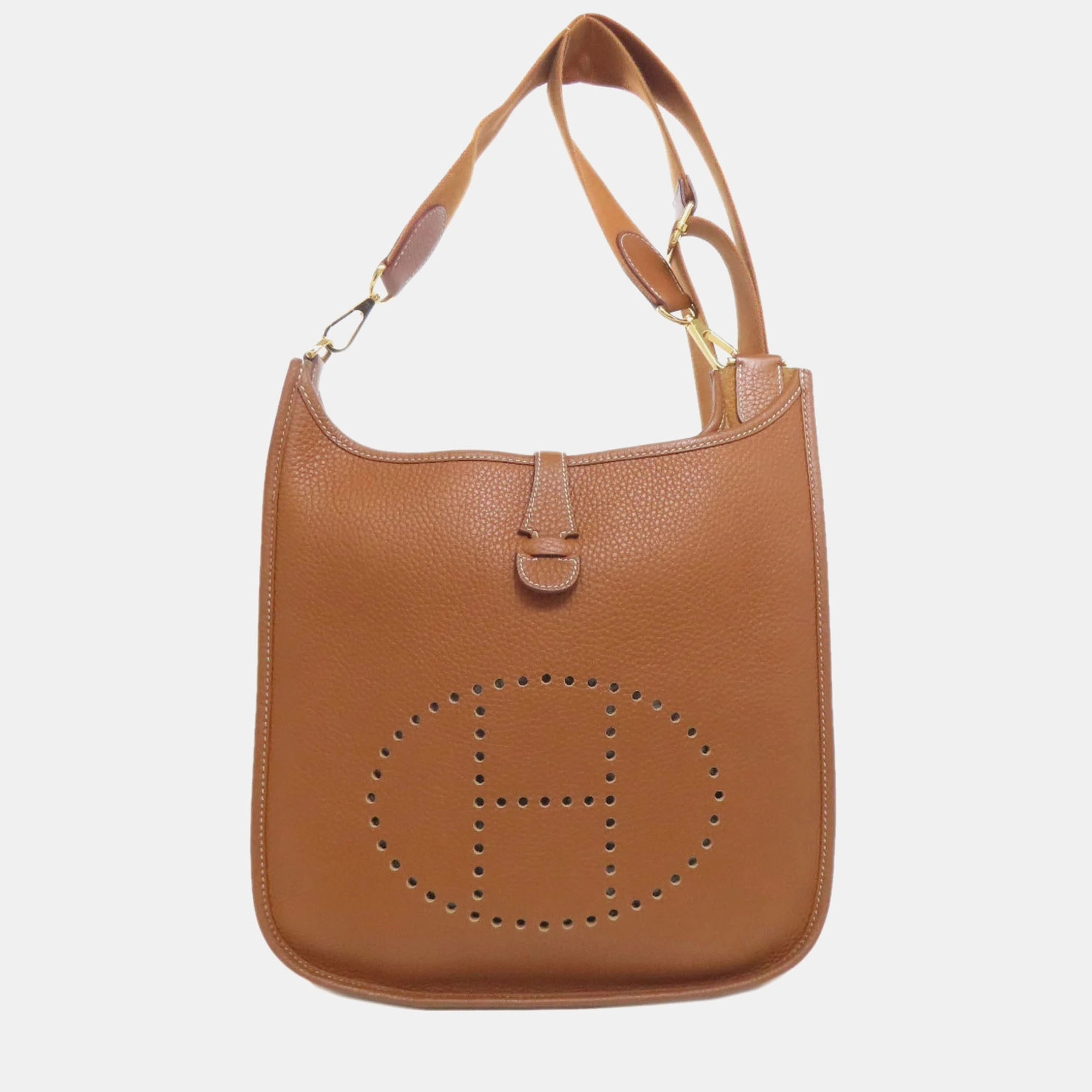 

Hermes Evelyne III PM Taurillon Clemence Leather Shoulder Bag, Brown