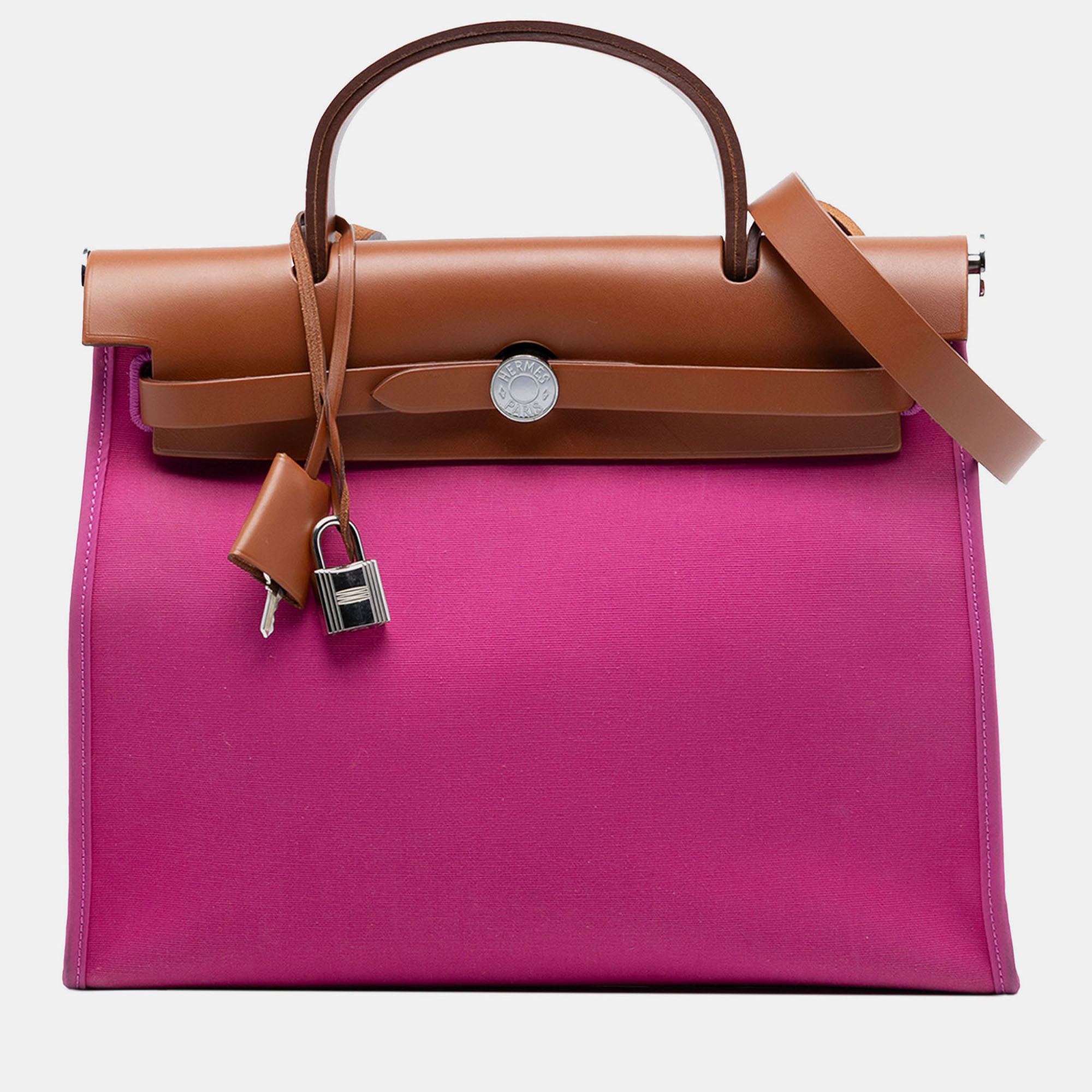 

Hermes Brown Pink Toile Herbag Zip 31