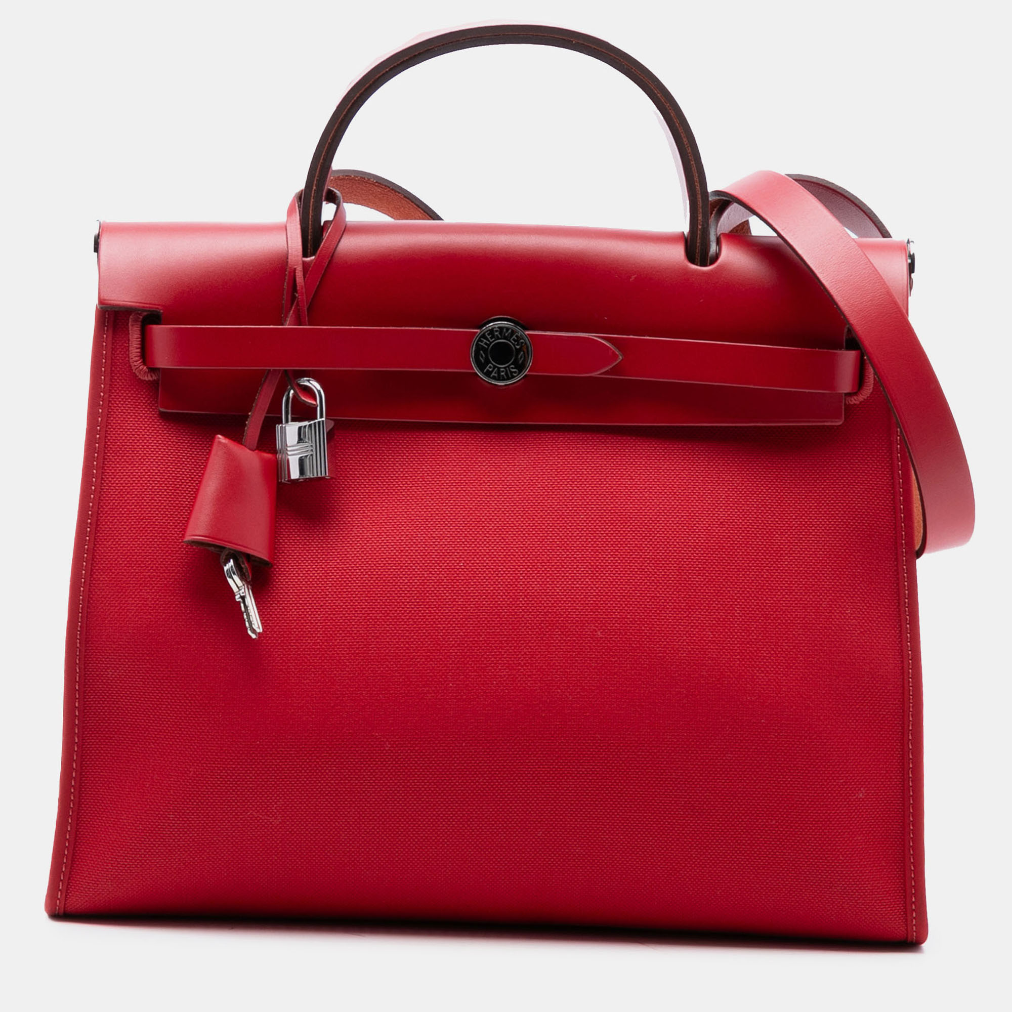 

Hermes Red Toile Herbag Zip 31