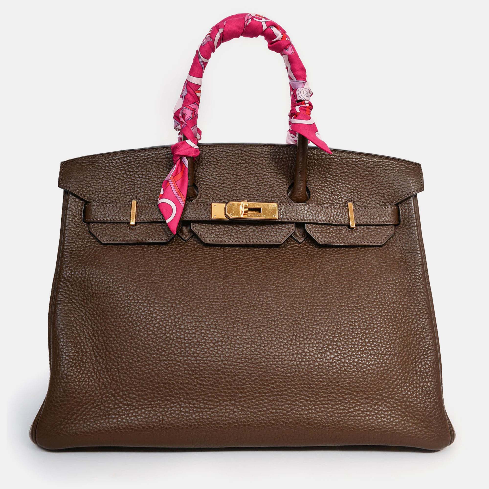 

Hermes 2014 Special Order Brown Clemence Leather Birkin 35