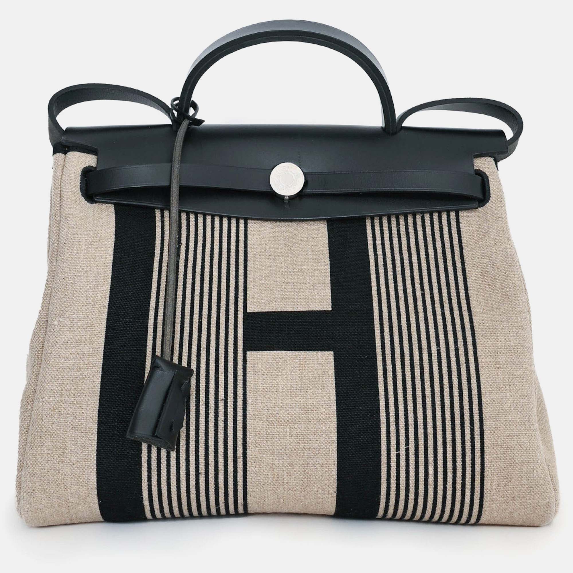 

Hermes 2020 Cream/Black Toile H Vibration Herbag Zip 31 with Pouch