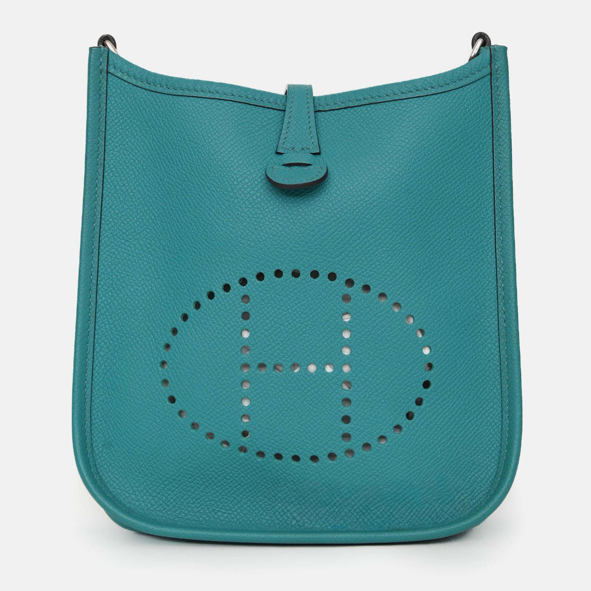 

Hermes 2019 Turquoise Clemence Evelyne I Tres Petite Modele 16, Blue